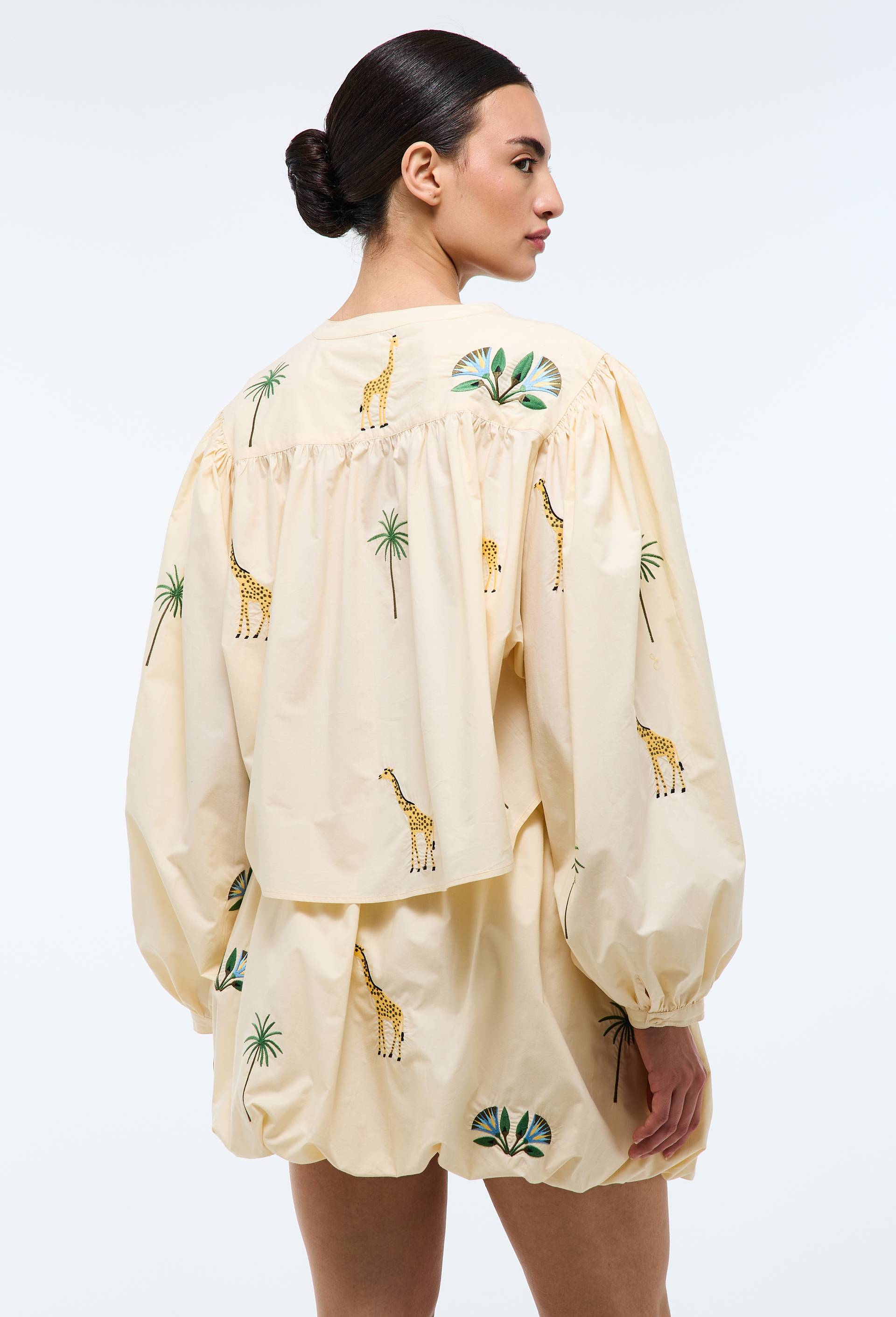 Blouse brod&eacute;e en popeline de coton BIO GOTS - LOUIS BARTHELEMY x MONOPRIX, Ecru, large image number 2
