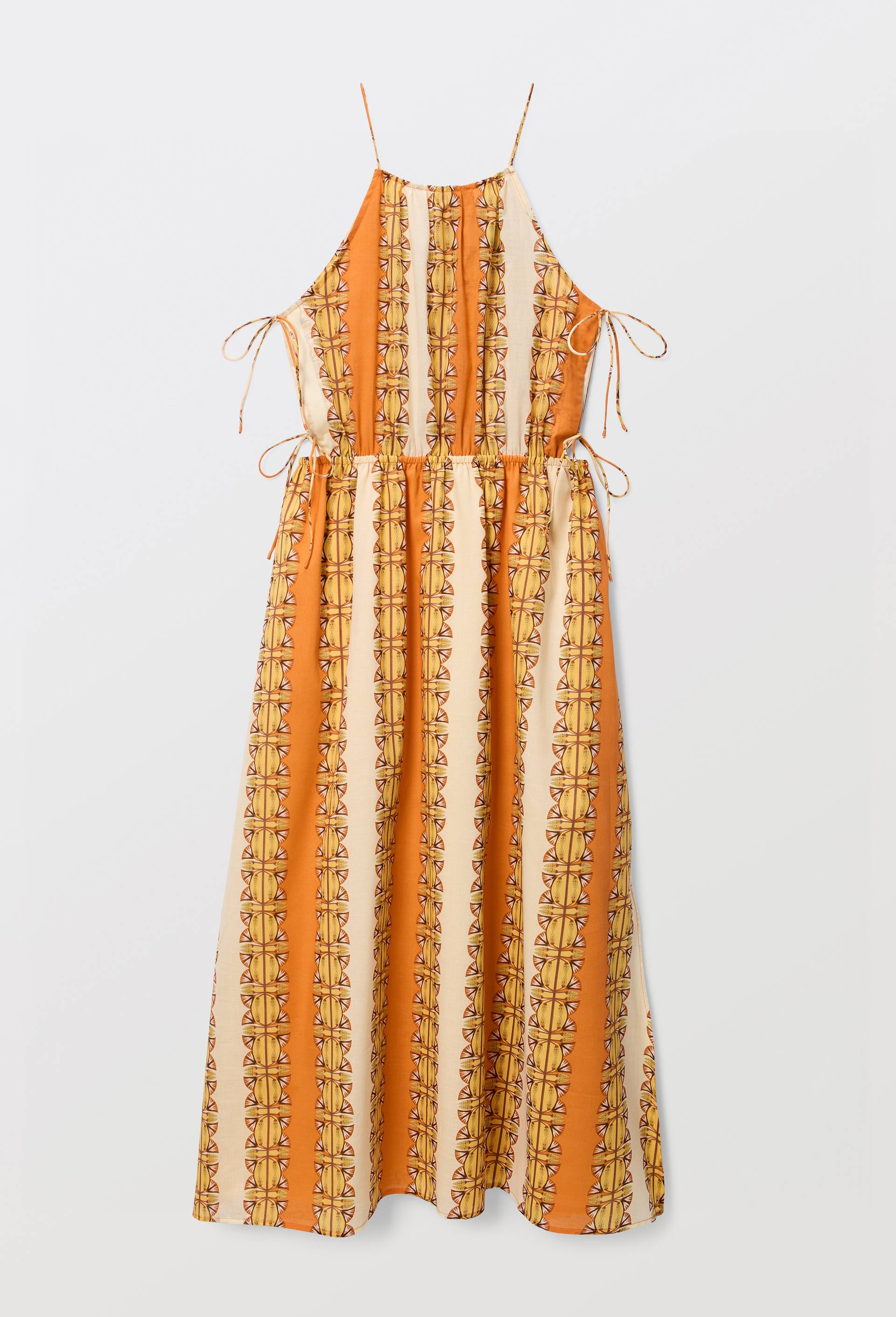 Robe fluide imprim&eacute;e en voile de coton BIO GOTS - LOUIS BARTHELEMY x MONOPRIX, Orange, large image number 4.0