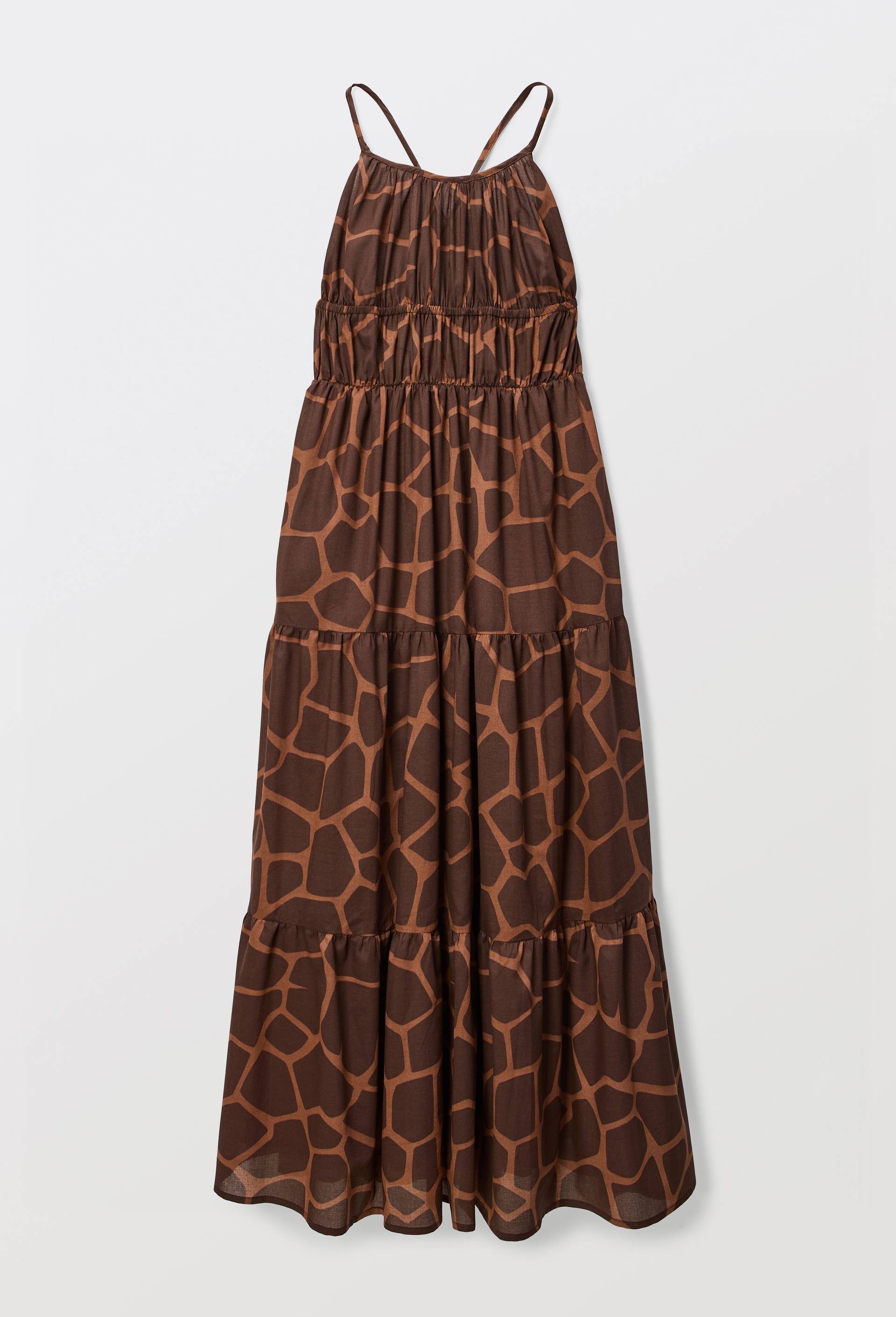 Robe fluide imprim&eacute;e en voile de coton BIO GOTS - LOUIS BARTHELEMY x MONOPRIX, Brun, large image number 3