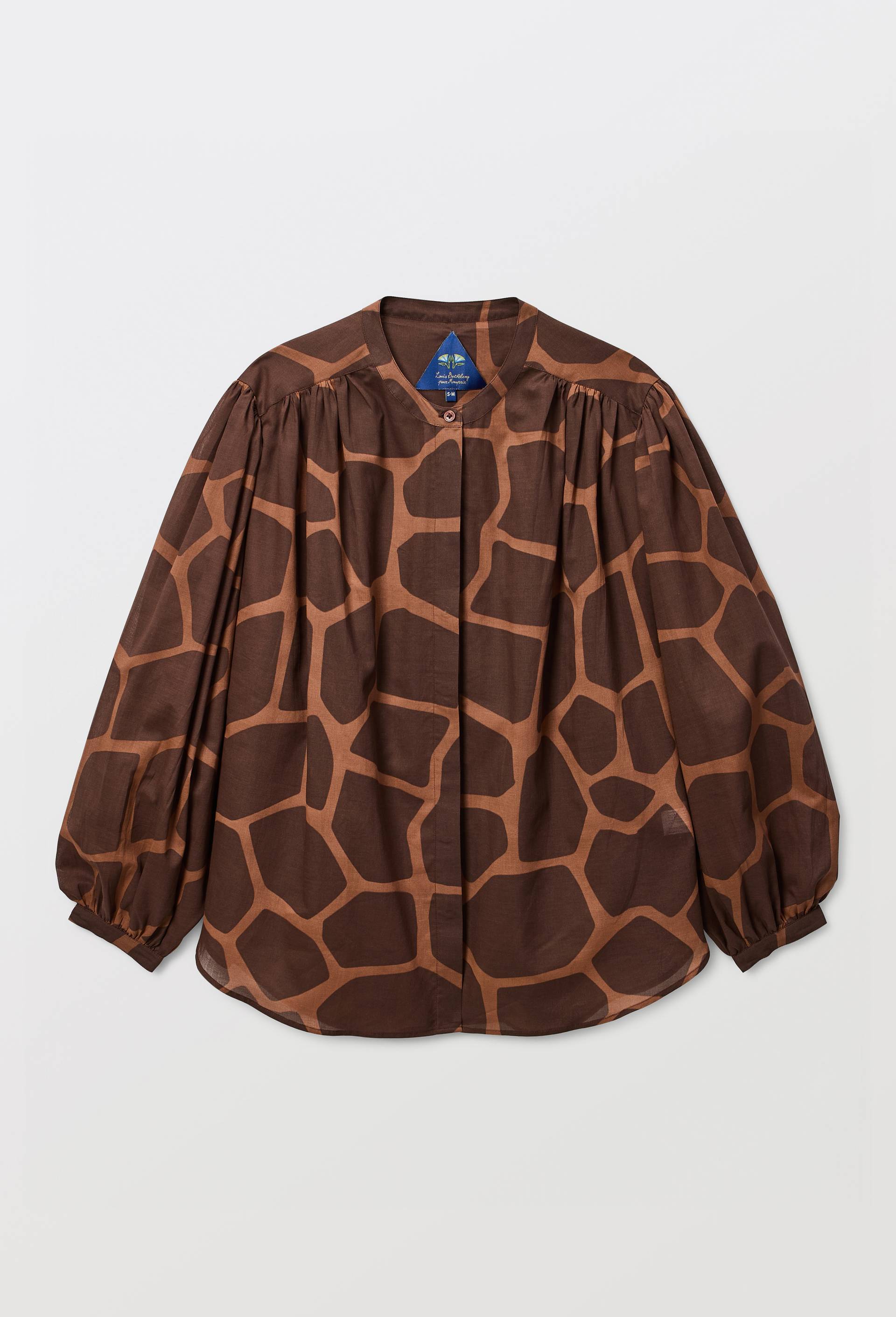 Blouse imprim&eacute;e en voile de coton BIO GOTS - LOUIS BARTHELEMY x MONOPRIX, Brun, large image number 5