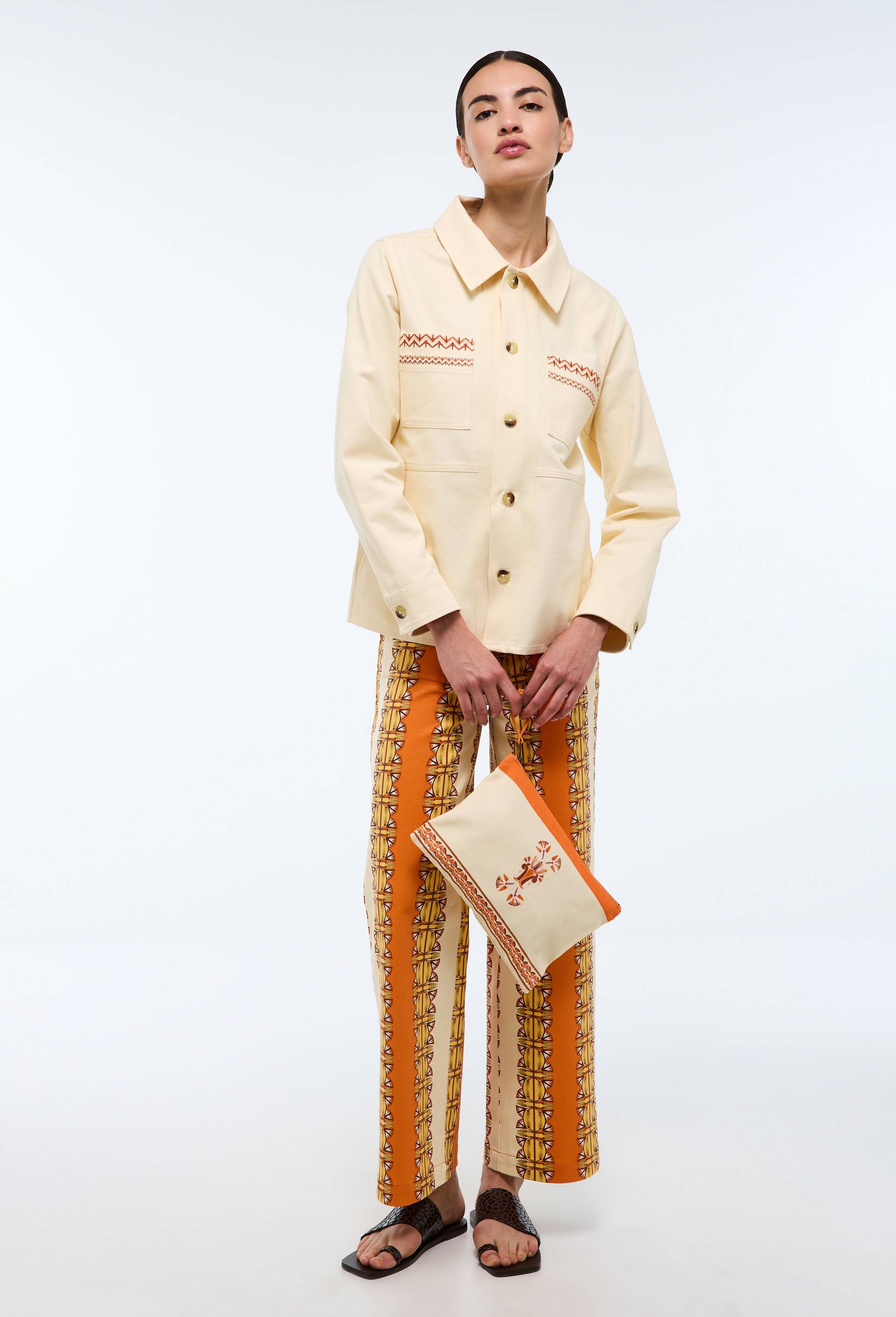 Veste brod&eacute;e en coton BIO GOTS  - LOUIS BARTHELEMY x MONOPRIX, Ecru, large image number 2.0