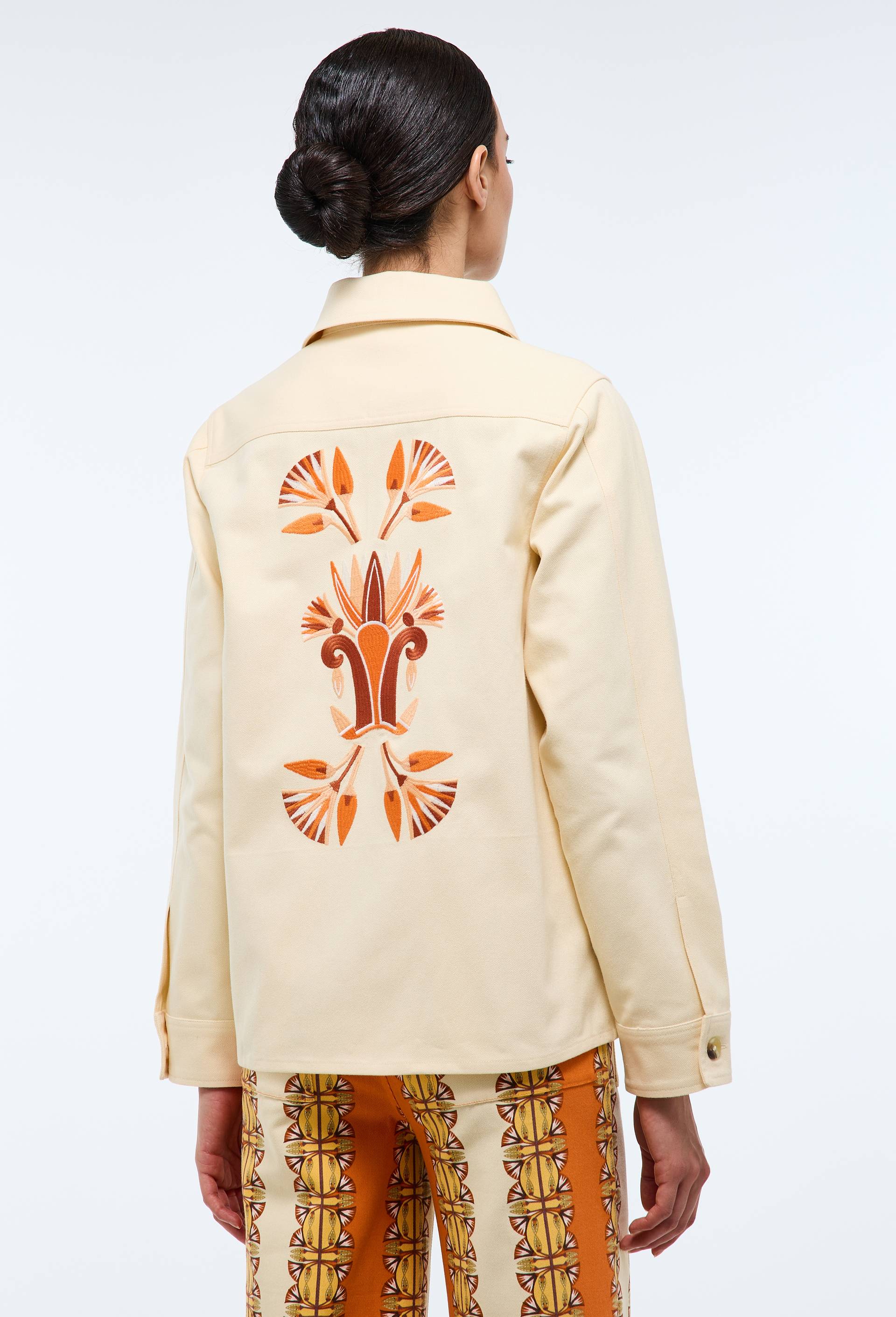 Veste brod&eacute;e en coton BIO GOTS  - LOUIS BARTHELEMY x MONOPRIX, Ecru, large image number 3
