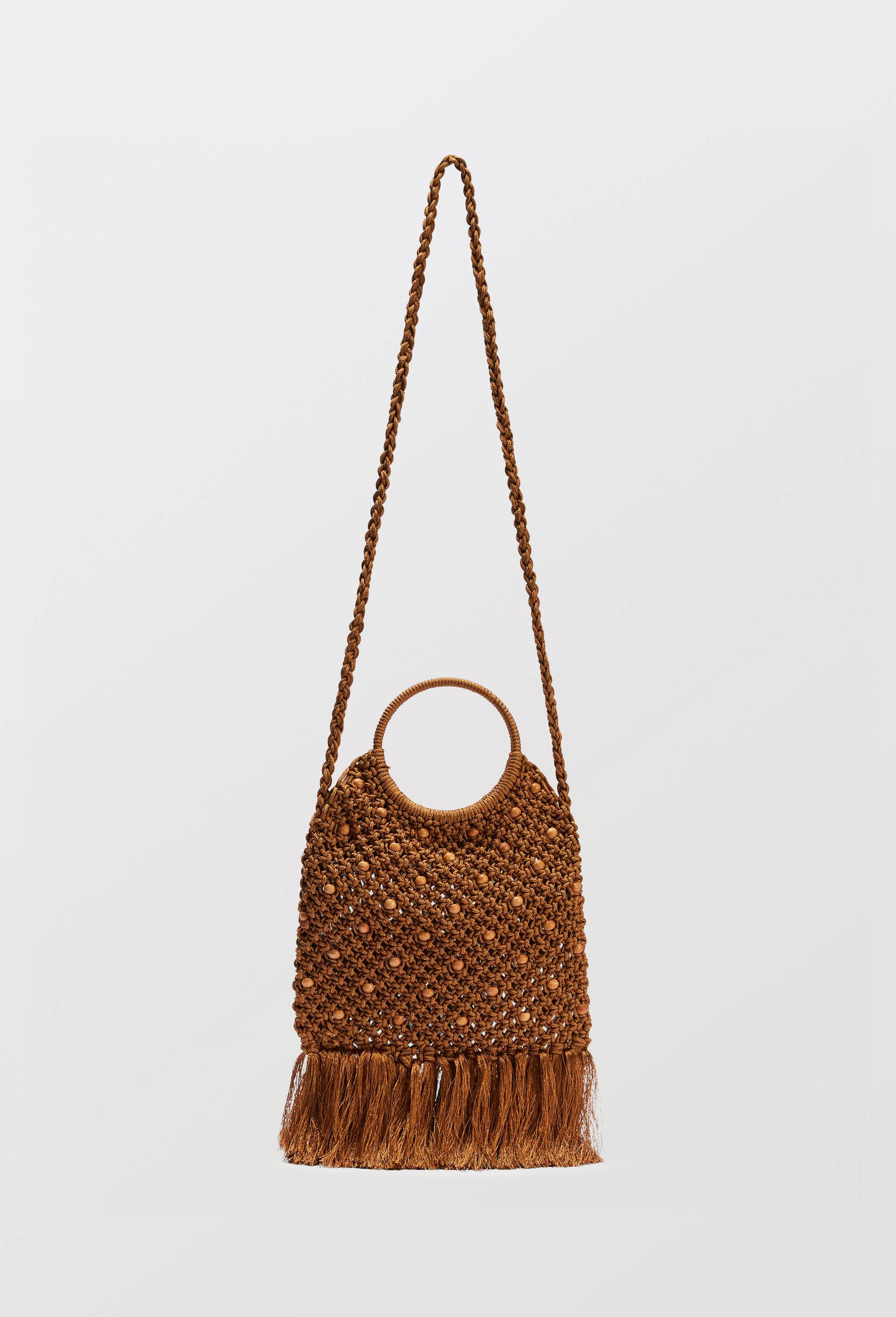 Sac en crochet &agrave; perles, Brun clair, large image number 1