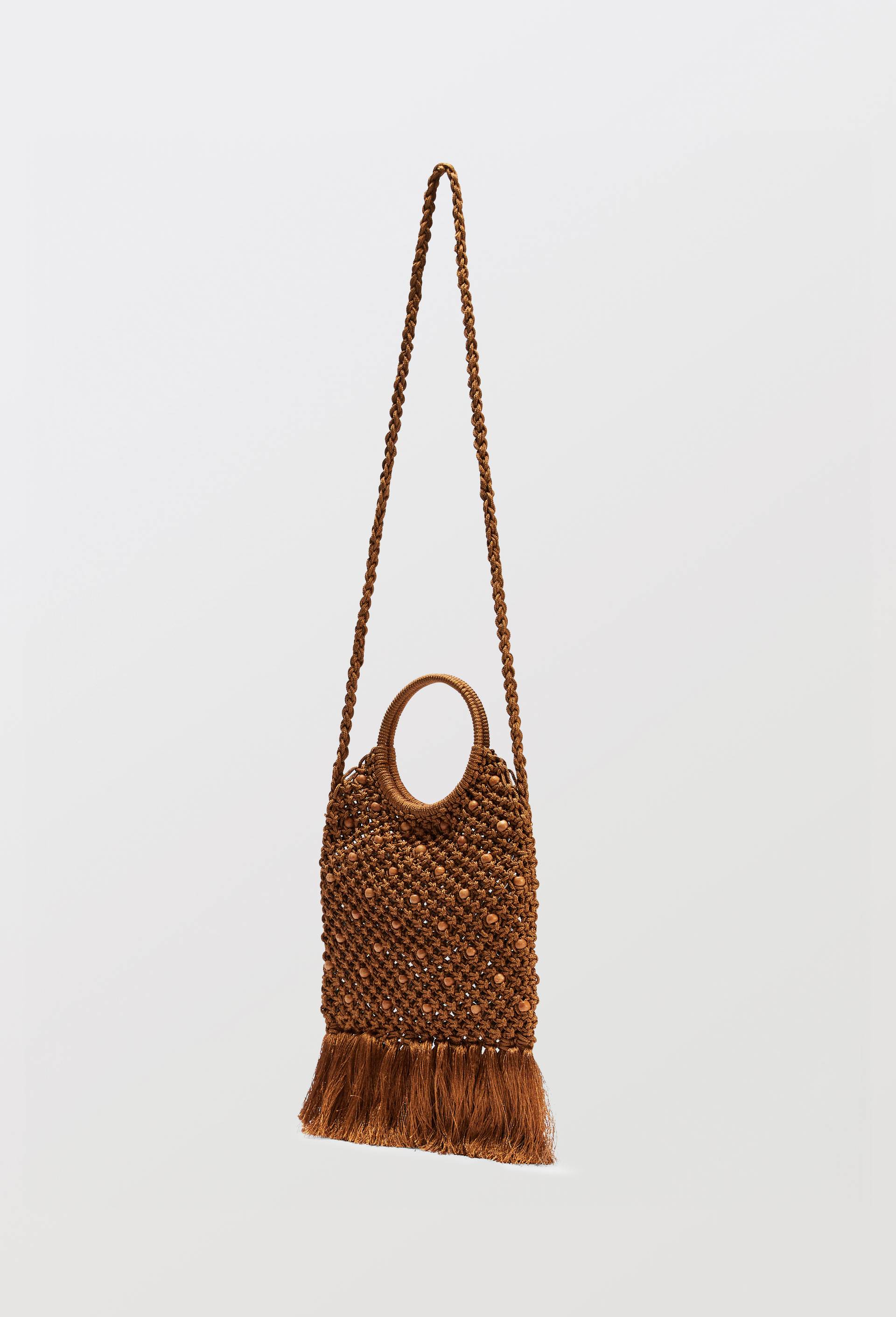 Sac en crochet &agrave; perles, Brun clair, large image number 2.0