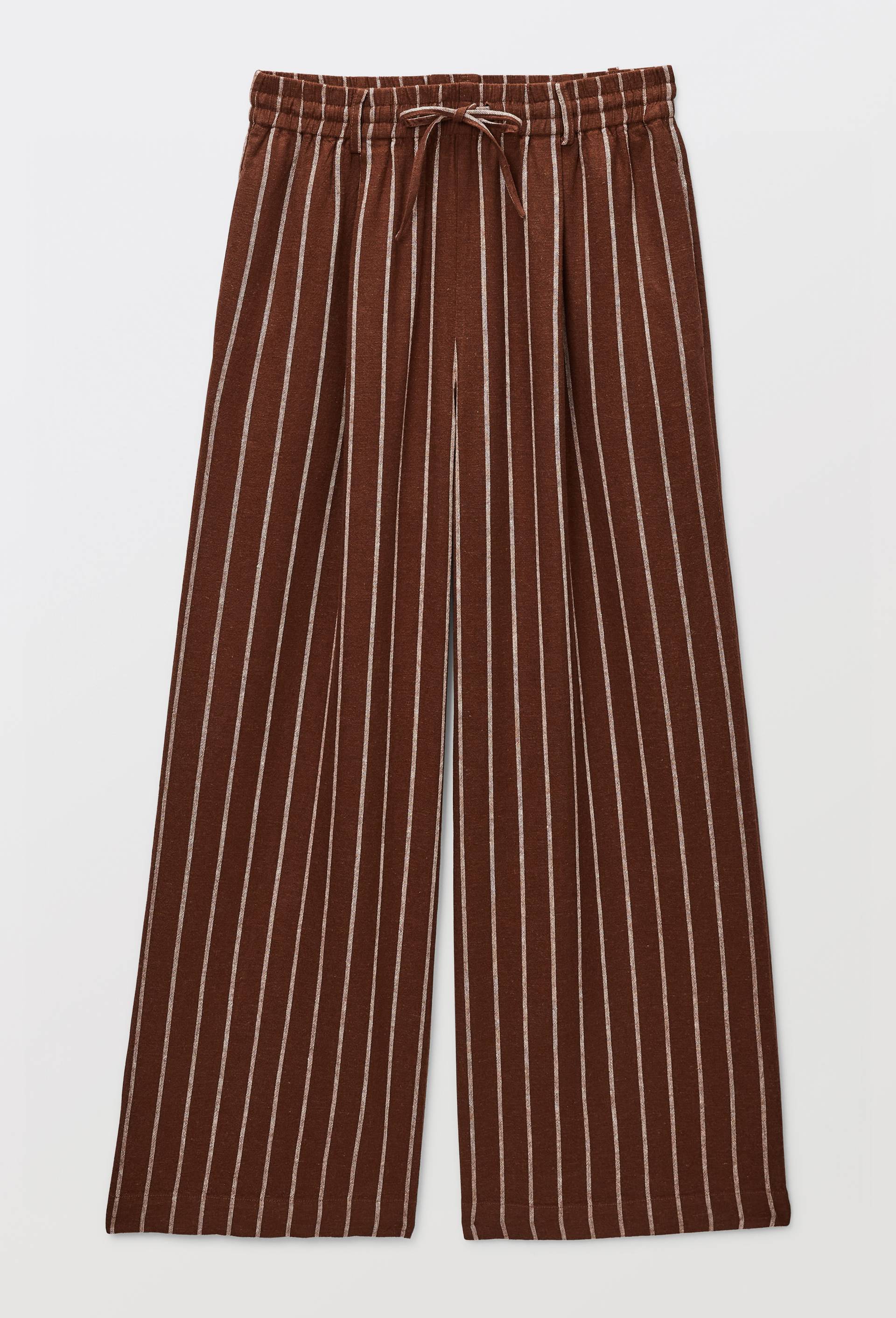 Pantalon large ray&eacute; contenant du lin, Brun fonc&eacute;, large image number 4.0