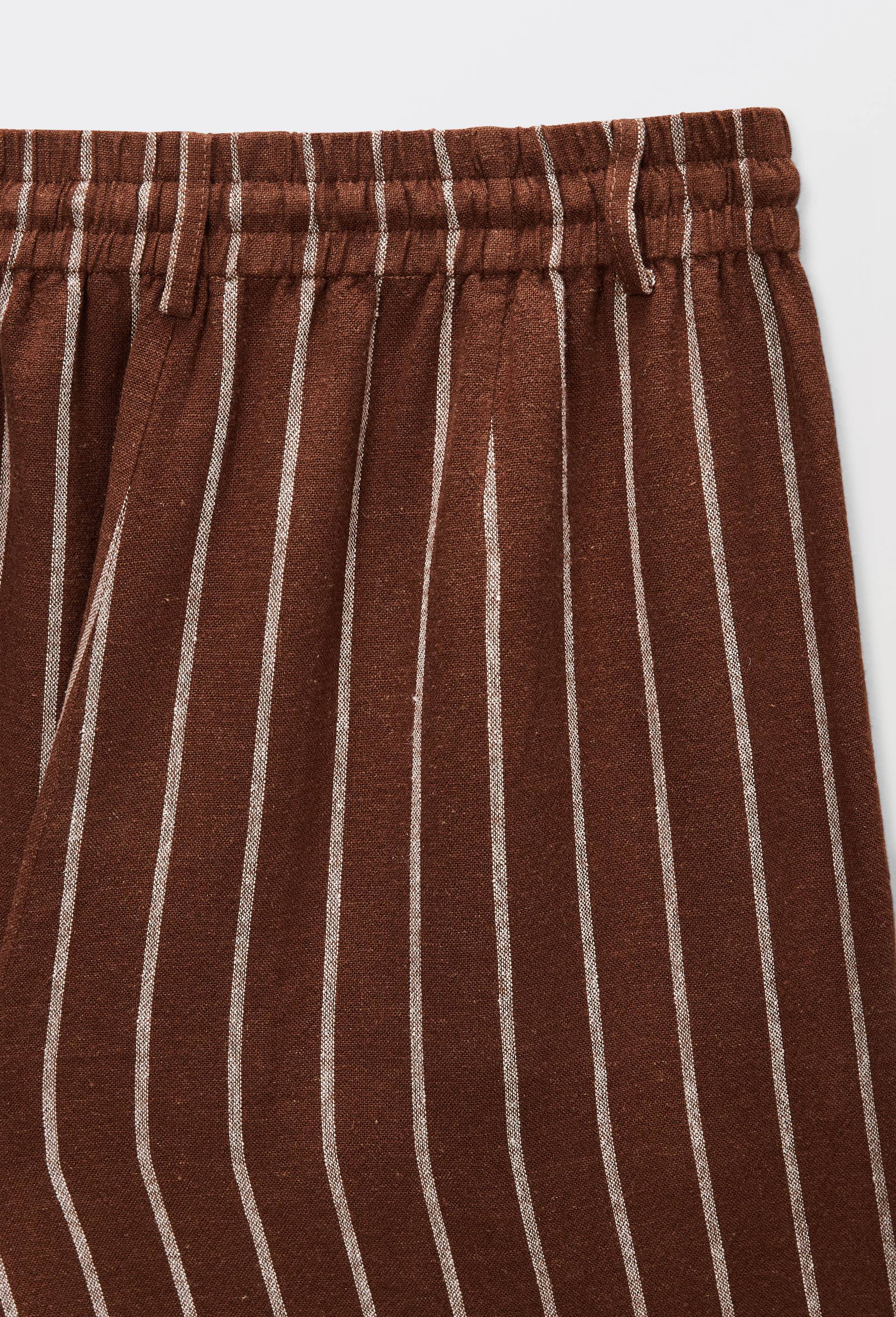 Pantalon large ray&eacute; contenant du lin, Brun fonc&eacute;, large image number 6.0