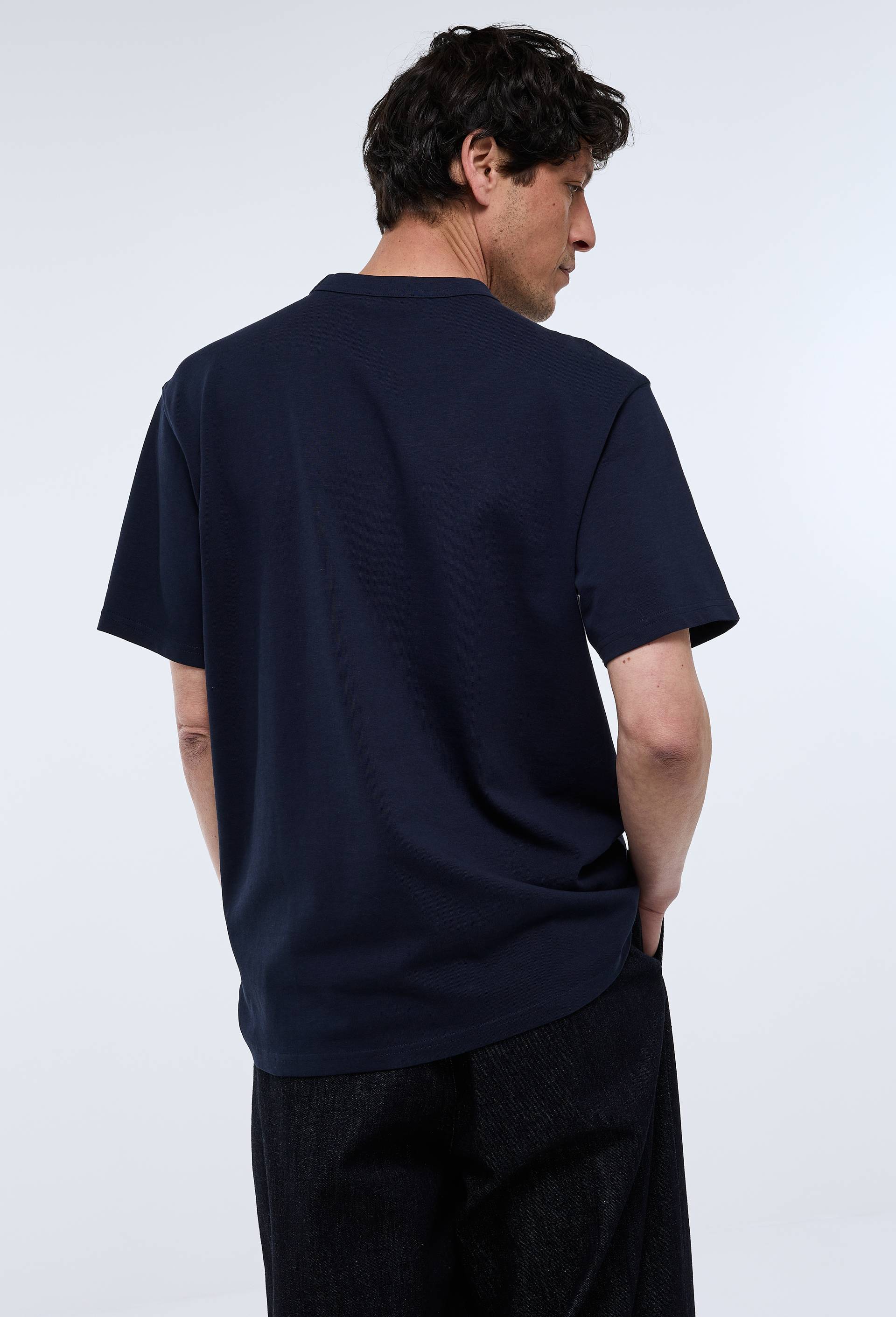 T-shirt manches courtes col rond en coton BIO GOTS, Bleu fonc&eacute;, large image number 2