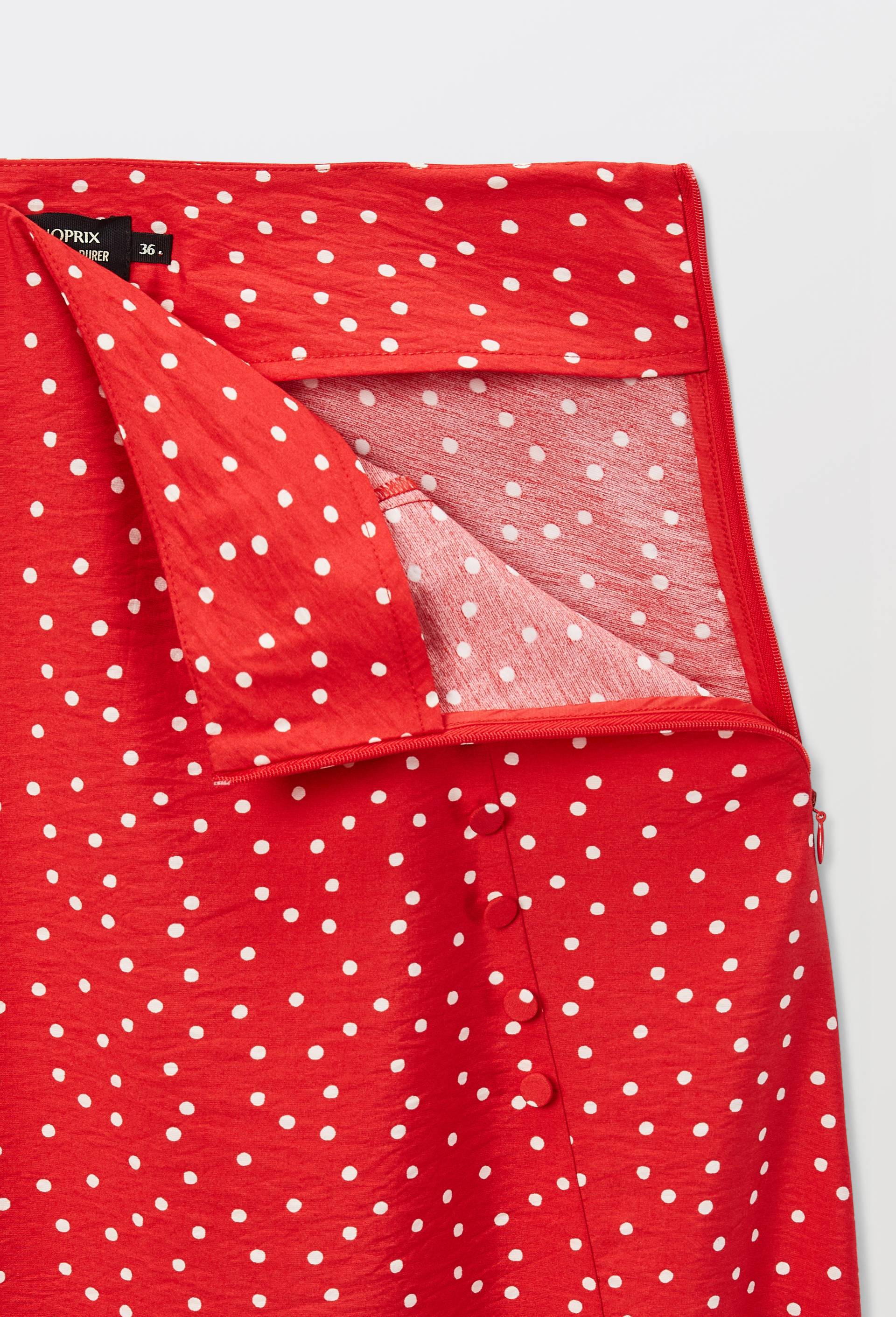 Jupe midi imprim&eacute;e, Rouge, large image number 4