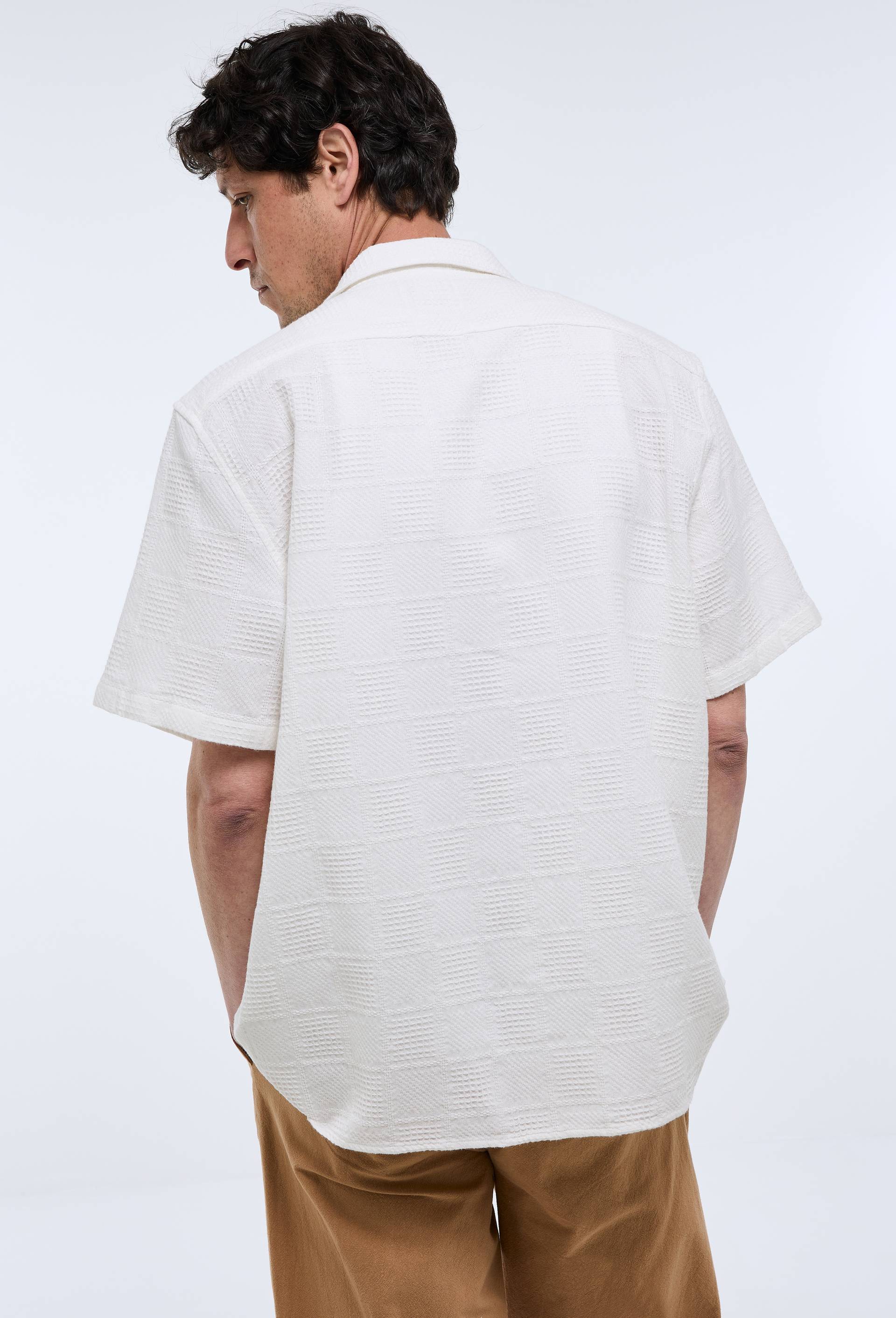 Chemise manches courtes en coton, Ecru, large image number 3