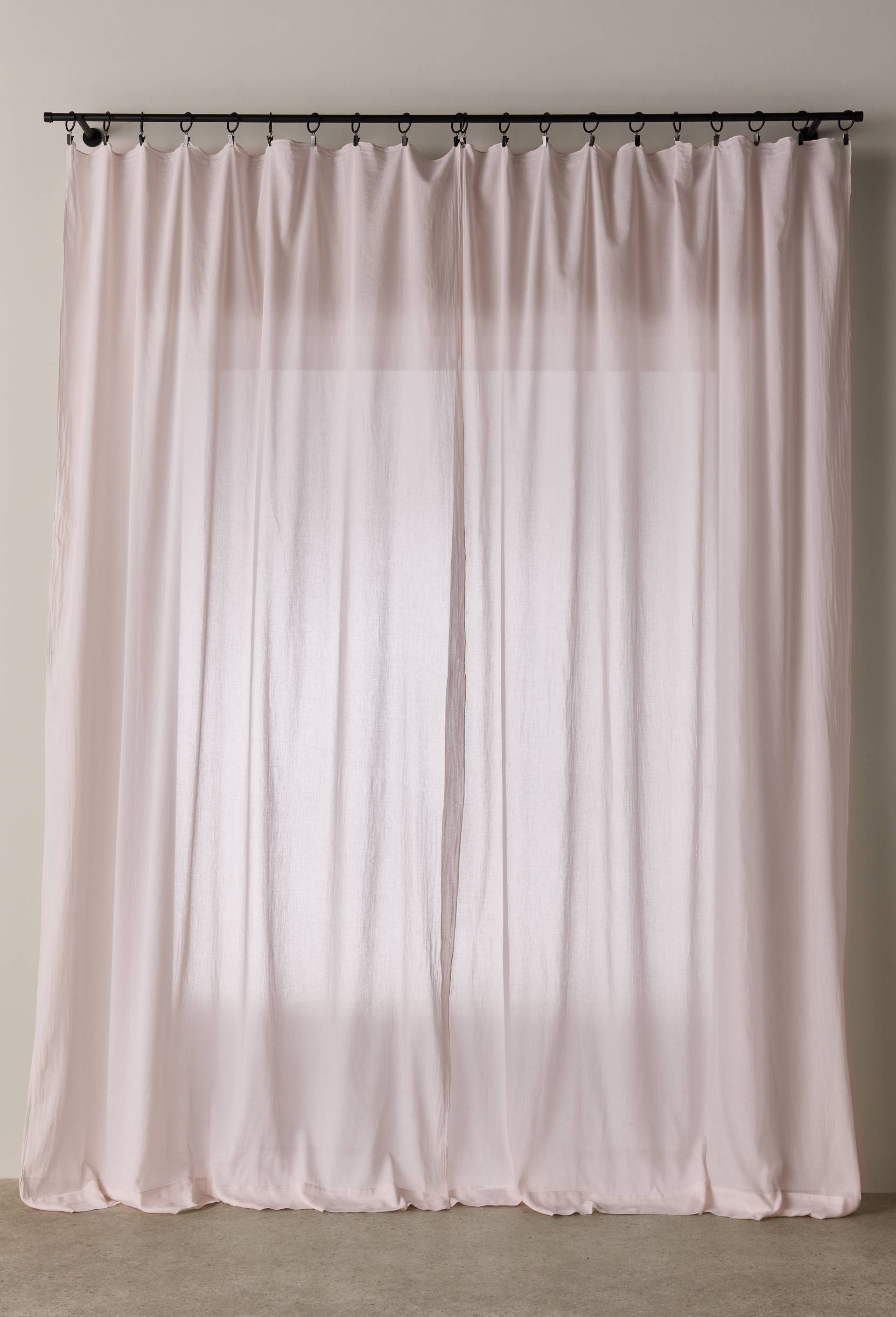 Rideau voile de coton uni, 100% coton, finition bourdon, 140x250 cm, Rose clair, large image number 1