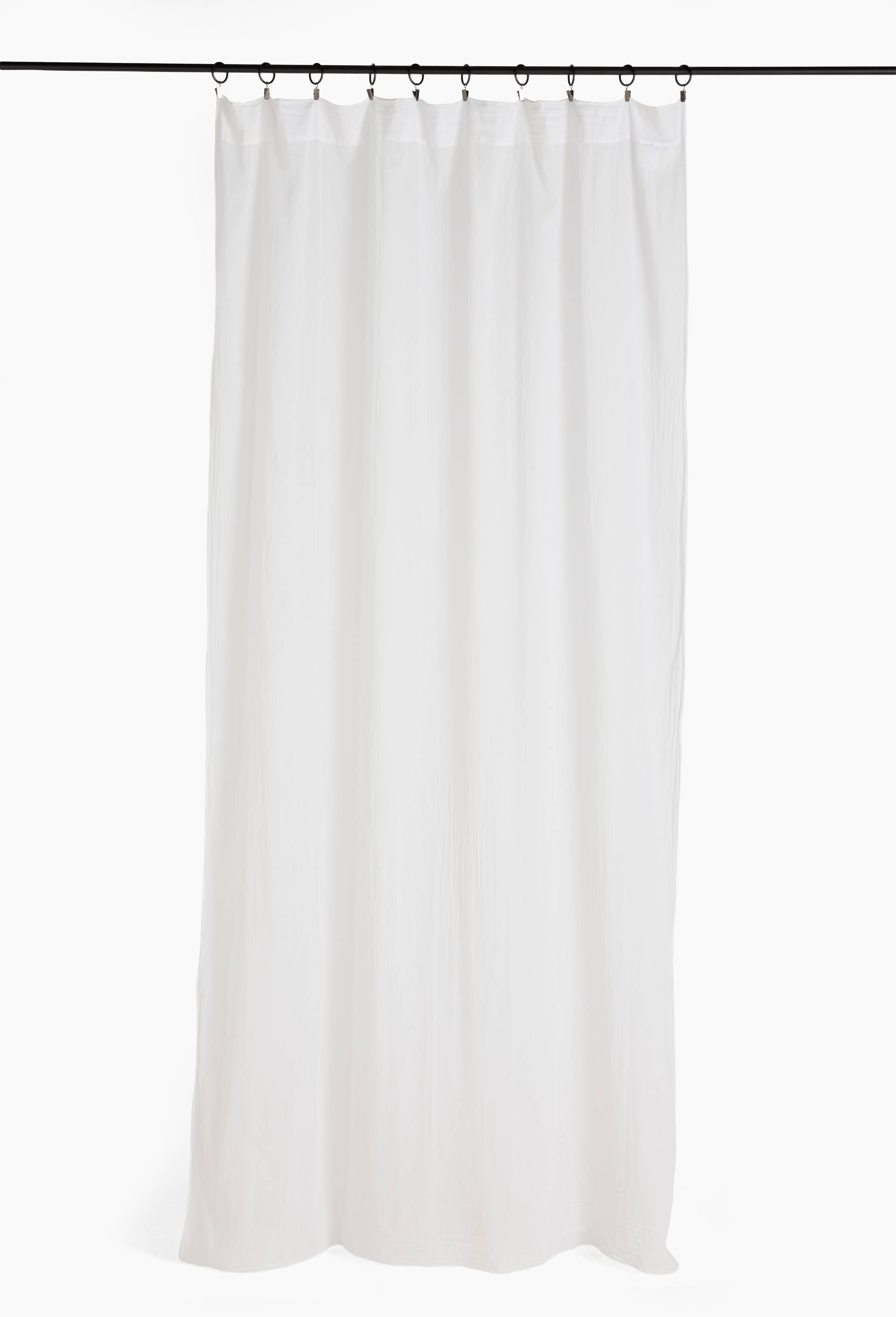 Rideau voile de coton uni, 100% coton, finition bourdon, 140x250 cm, Blanc, swatch image