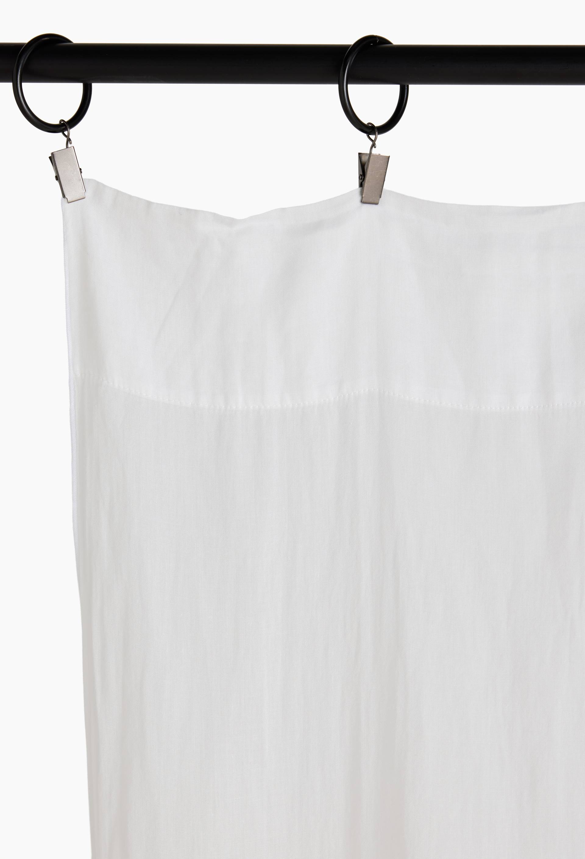 Rideau voile de coton uni, 100% coton, finition bourdon, 140x250 cm, Blanc, large image number 2