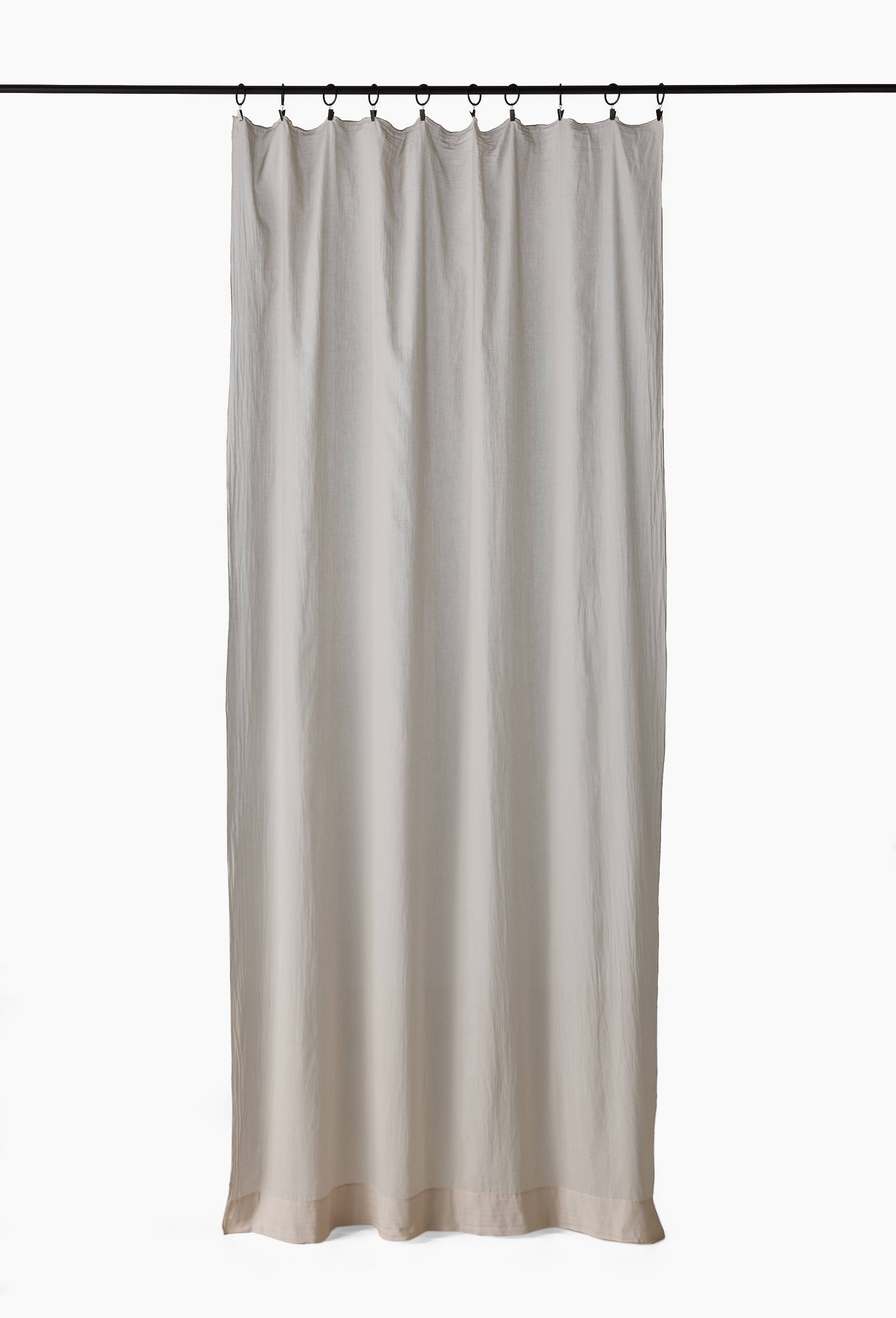 Rideau voile de coton uni, 100% coton, finition bourdon, 140x250 cm, Beige clair, large image number 0