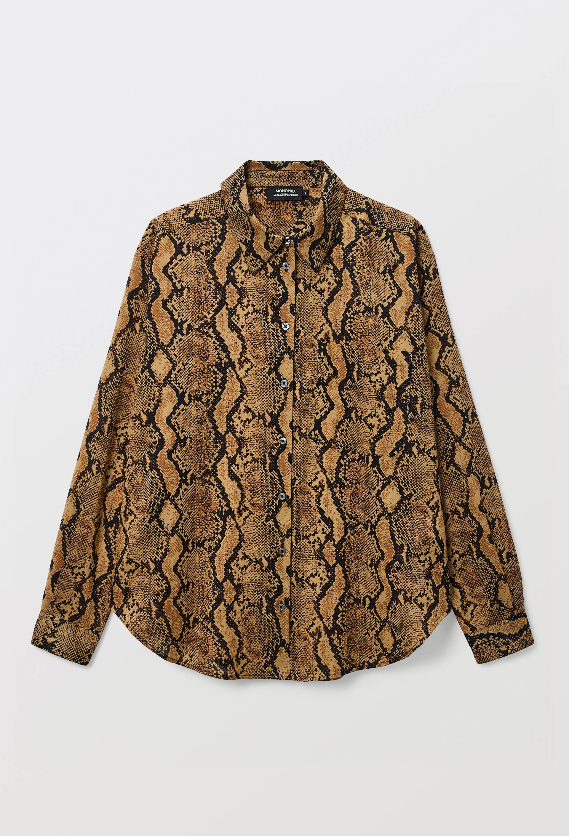 Chemise manches longues imprim&eacute;e en coton BIO GOTS, Brun clair, large image number 4