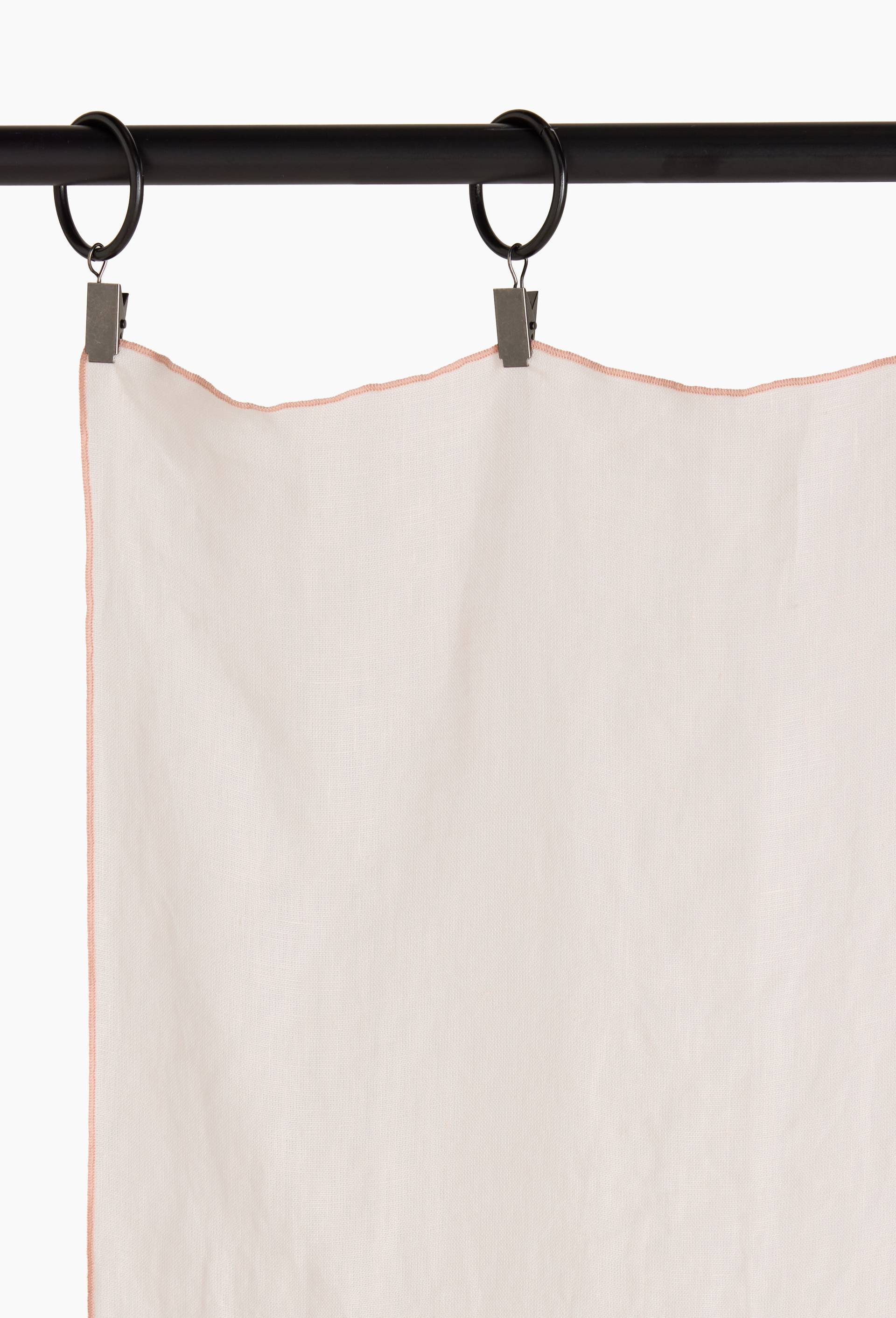Rideau uni, 100% lin, finition bourdon, 140x250 cm, Rose clair, large image number 2.0