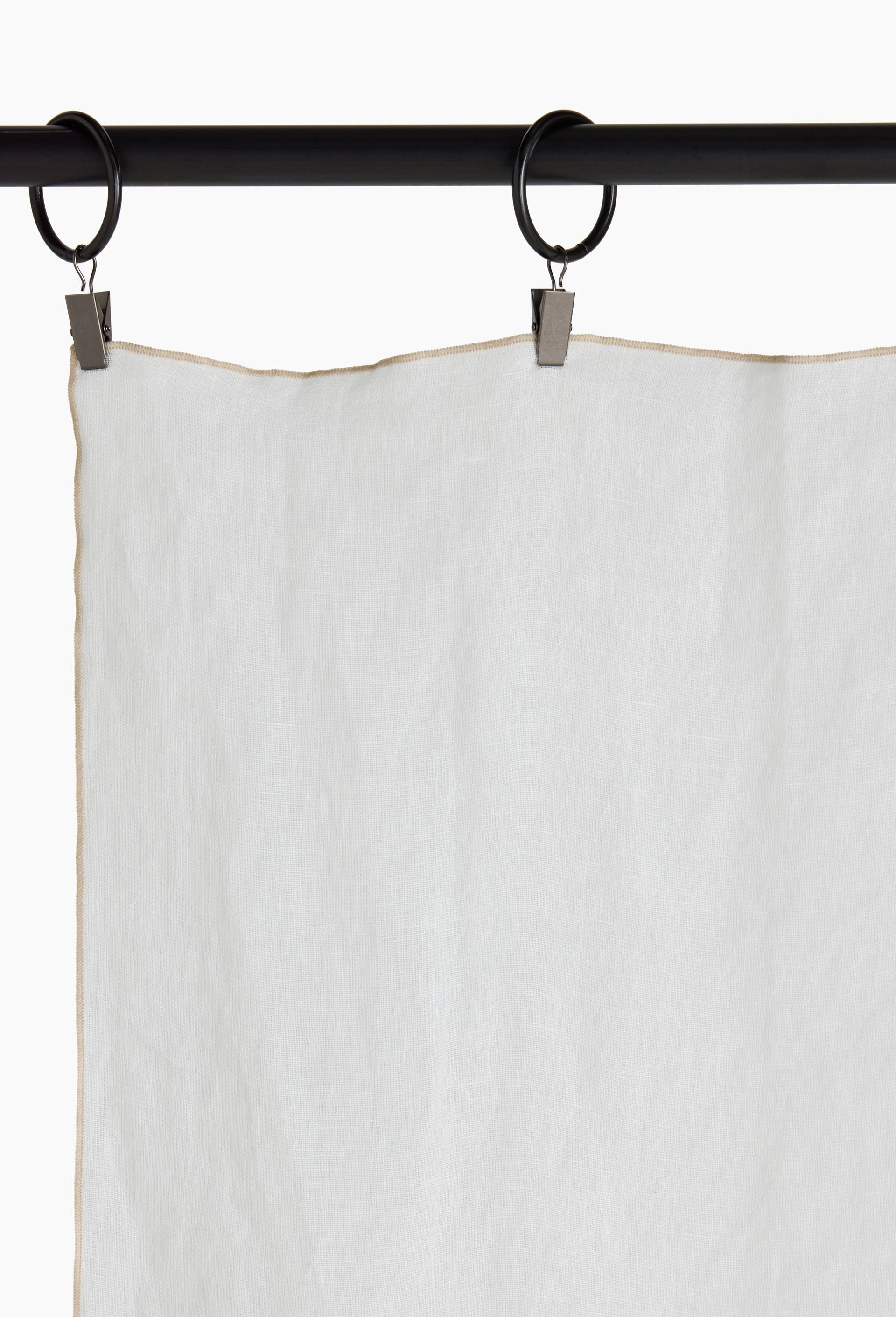 Rideau uni, 100% lin, finition bourdon, 140x250 cm, Blanc, large image number 2