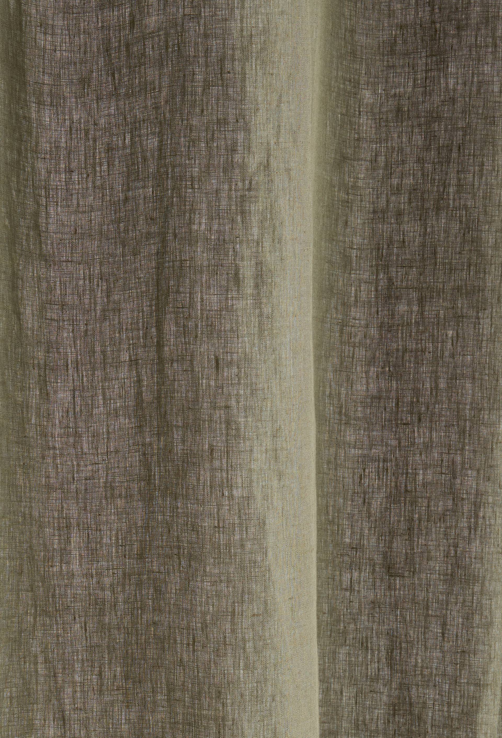 Rideau uni, 100% lin, finition bourdon, 140x250 cm, Vert fonc&eacute;, large image number 3