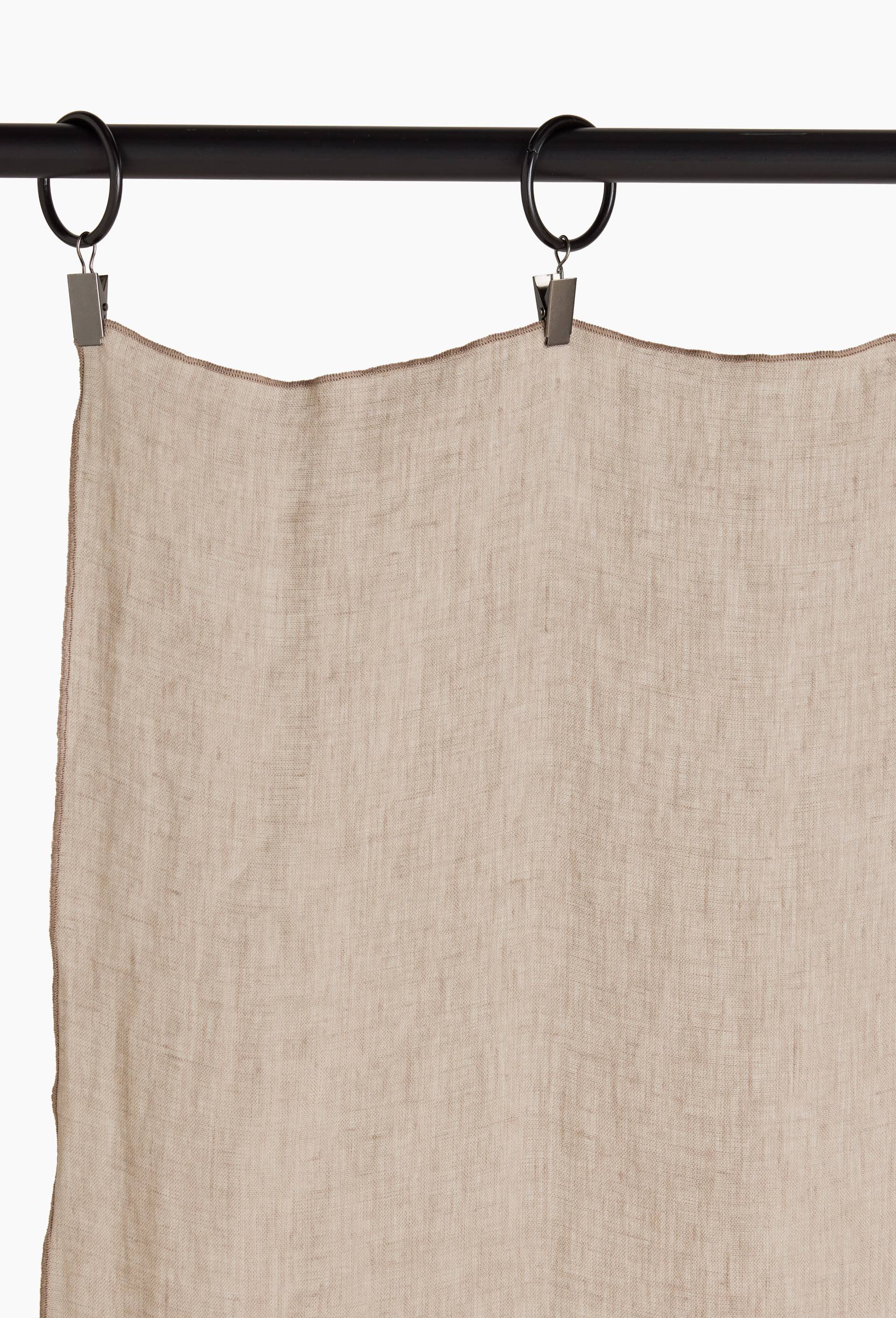 Rideau uni, 100% lin, finition bourdon, 140x250 cm, Gris, large image number 2