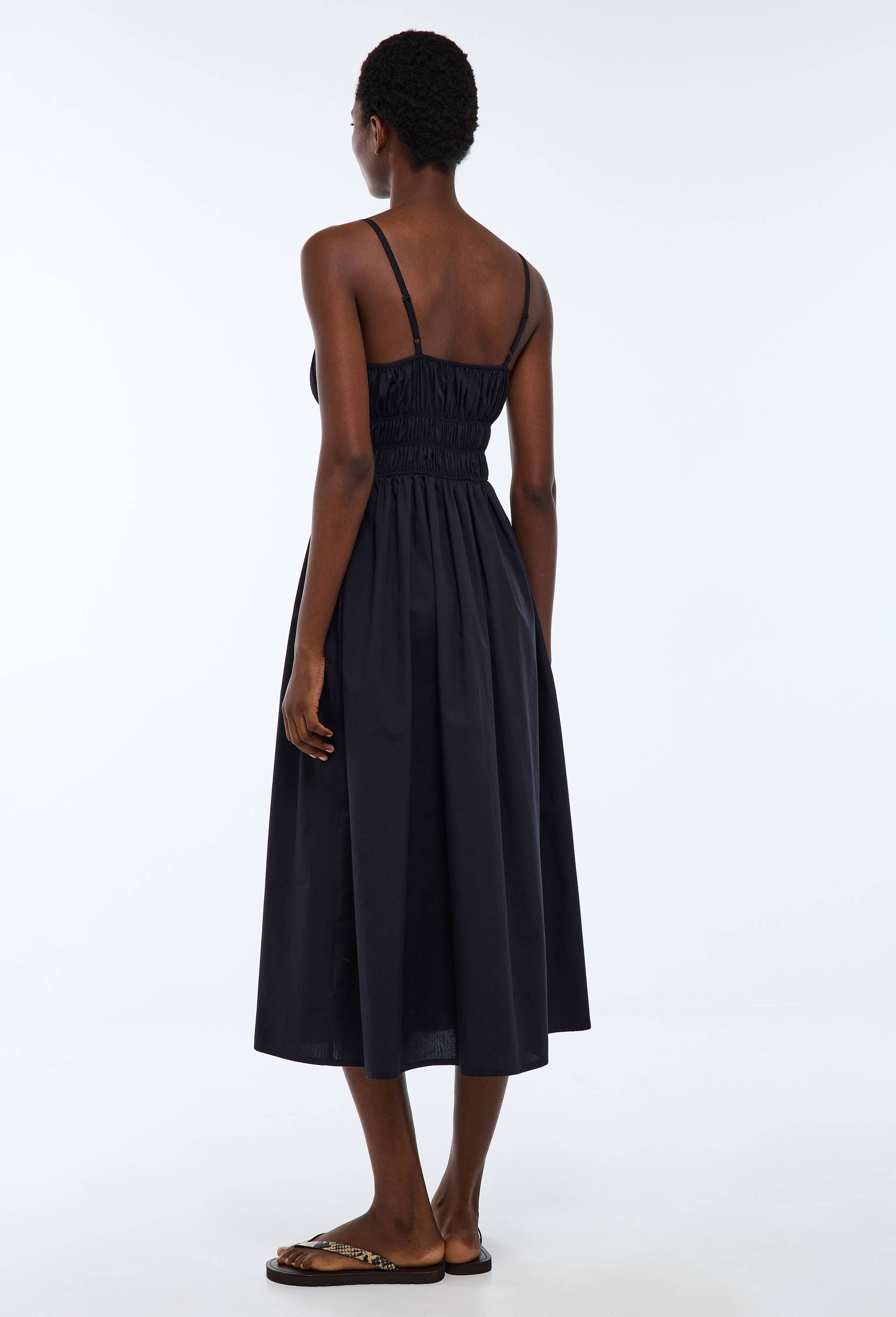 Robe midi &agrave; bretelles en coton BIO GOTS, Noir, large image number 4