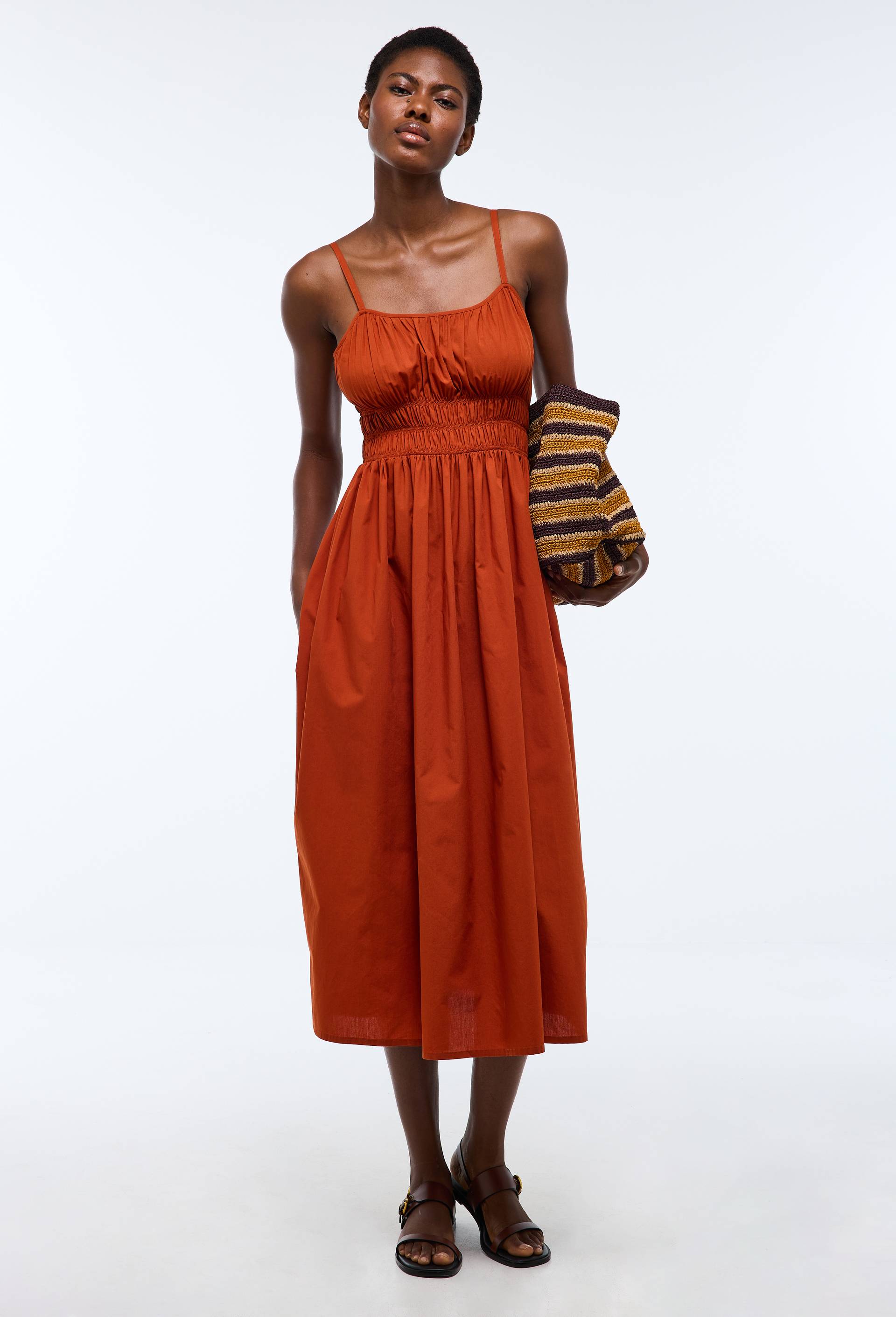 Robe midi &agrave; bretelles en coton BIO GOTS, Orange fonc&eacute;, large image number 2