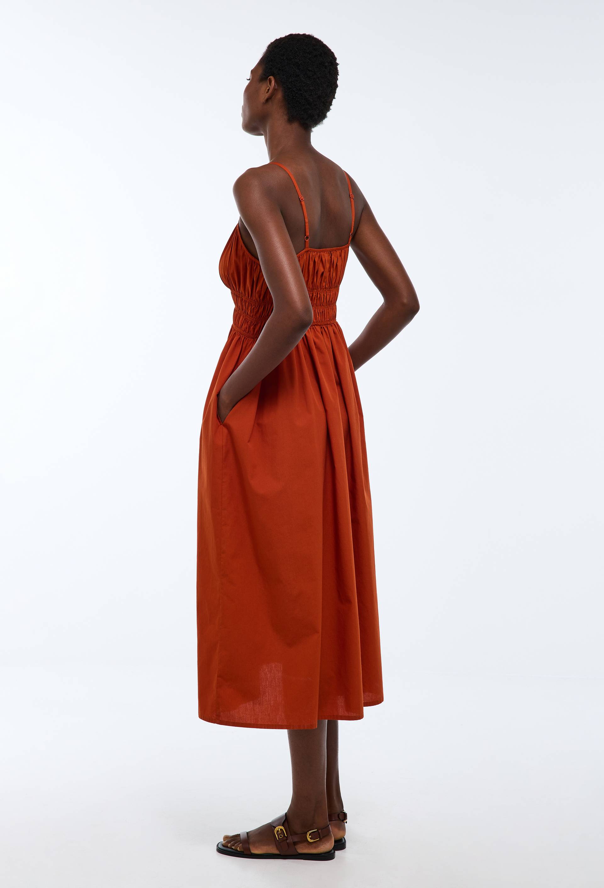 Robe midi &agrave; bretelles en coton BIO GOTS, Orange fonc&eacute;, large image number 3