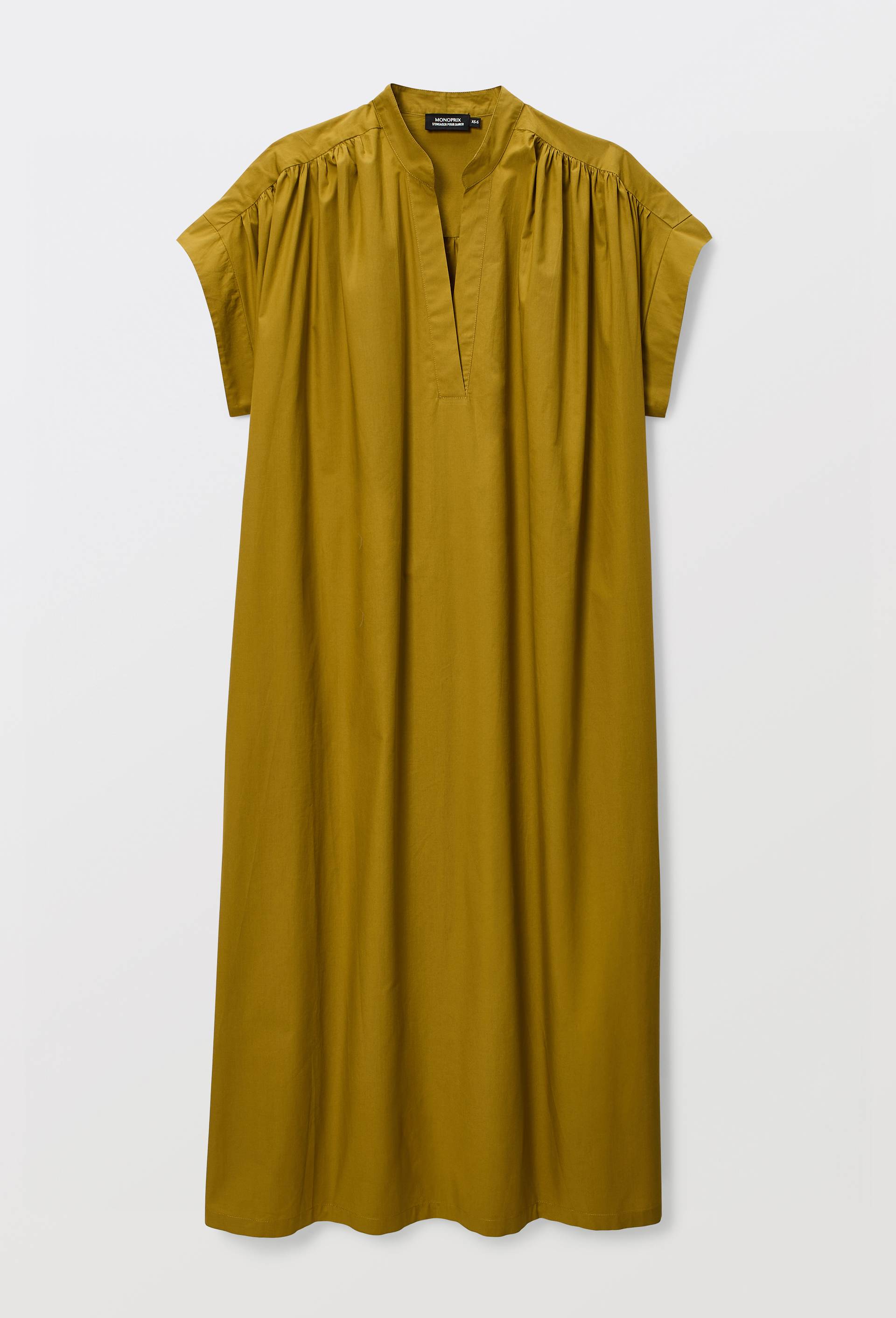 Robe midi unie en coton BIO GOTS, Jaune fonc&eacute;, large image number 3