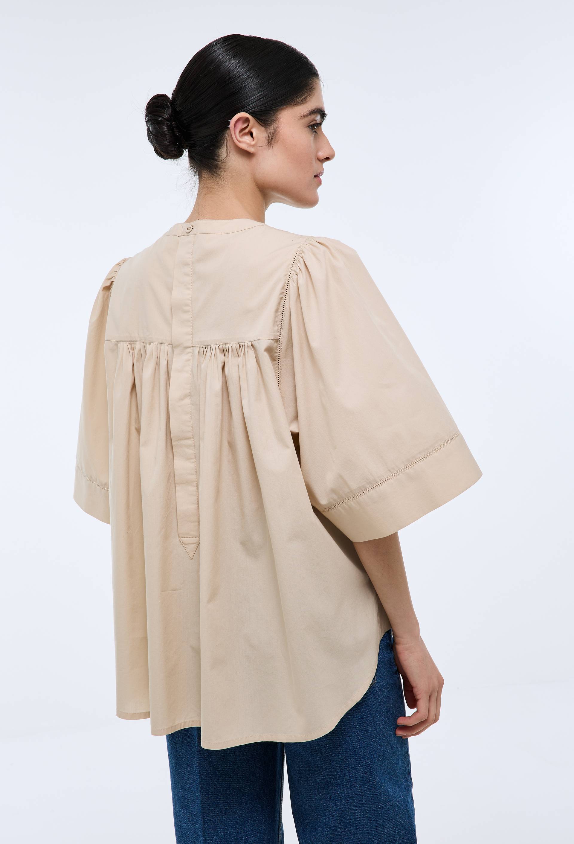 Blouse manches courtes unie en coton BIO GOTS, Brun clair, large image number 3