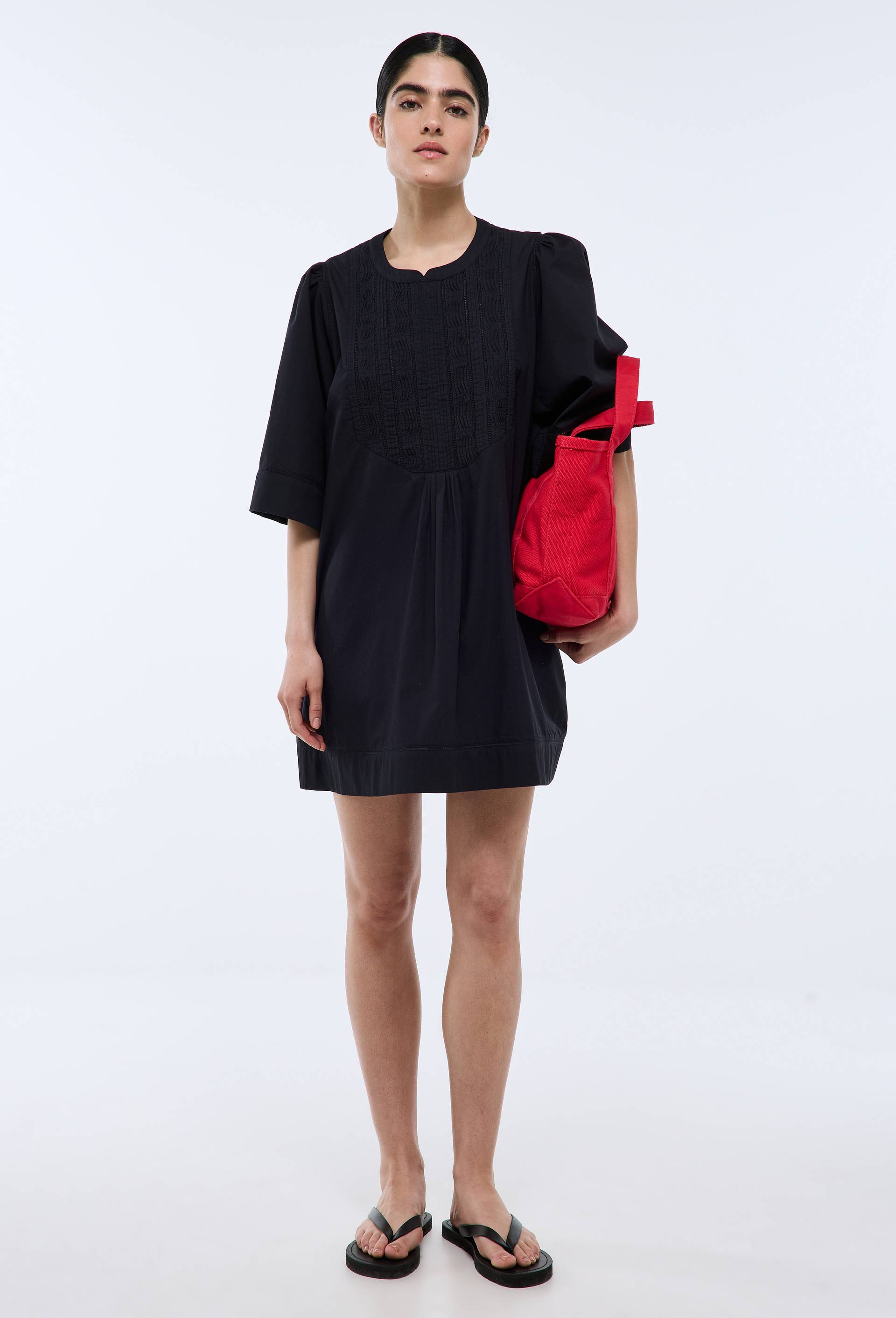 Robe midi unie en coton BIO GOTS, Noir, large image number 0