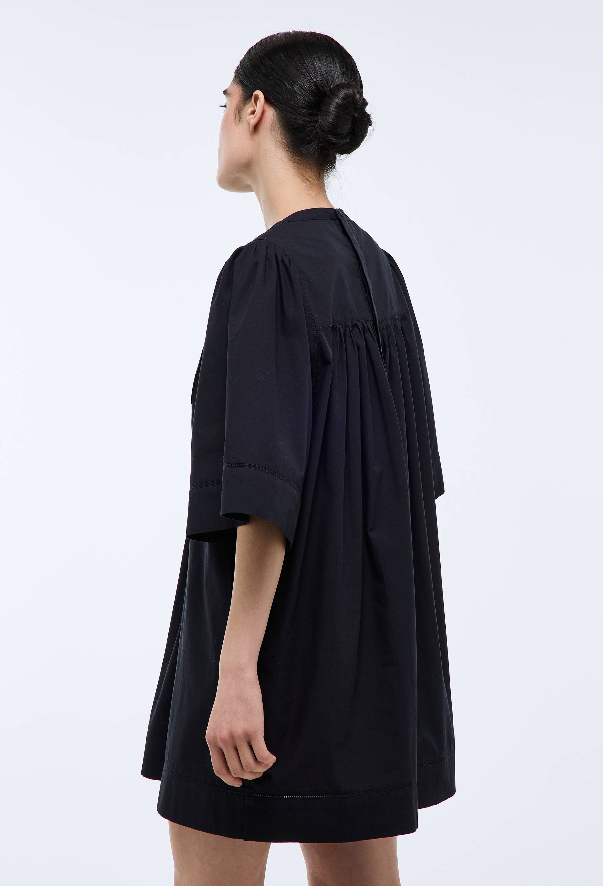 Robe midi unie en coton BIO GOTS, Noir, large image number 1