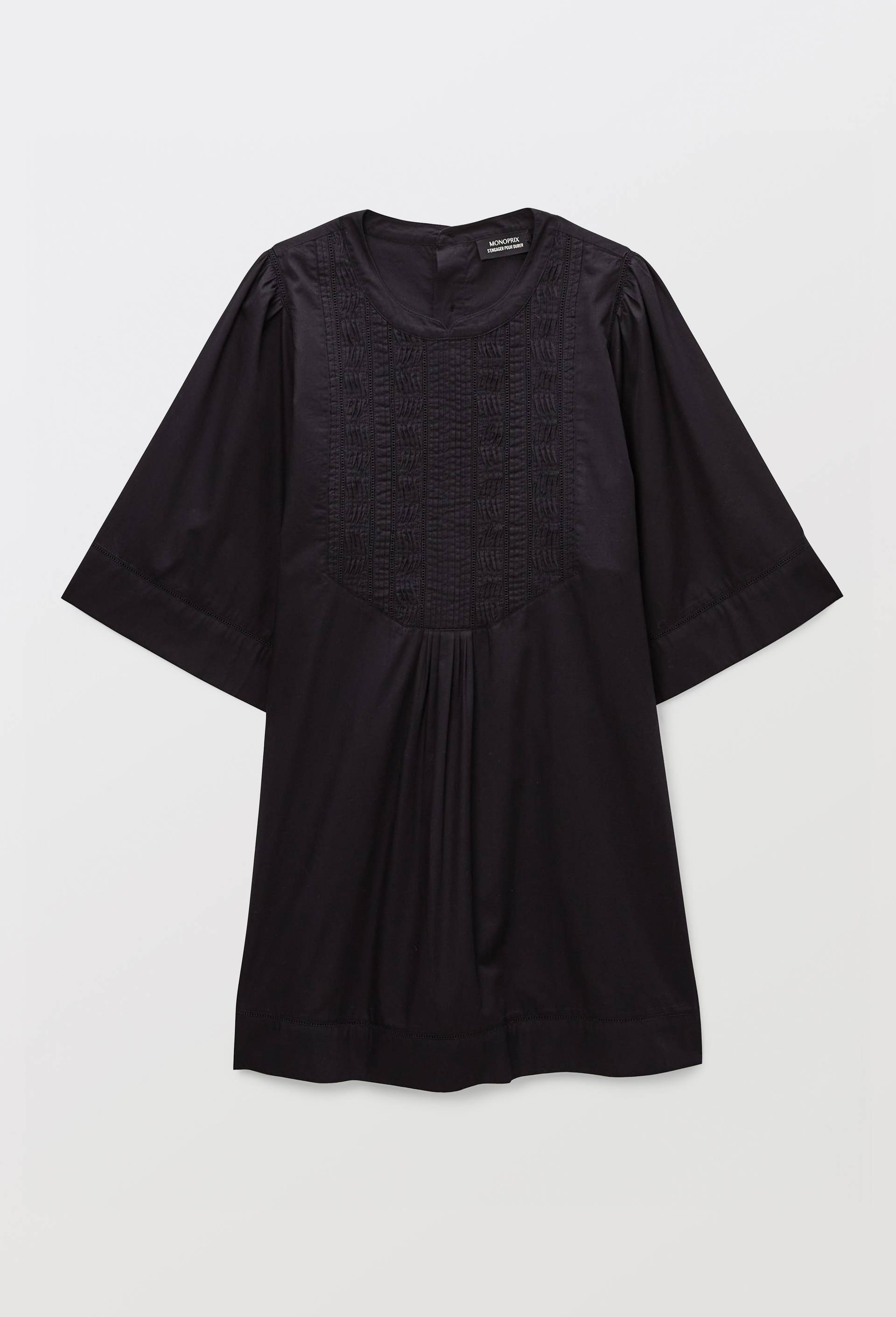 Robe midi unie en coton BIO GOTS, Noir, large image number 2.0