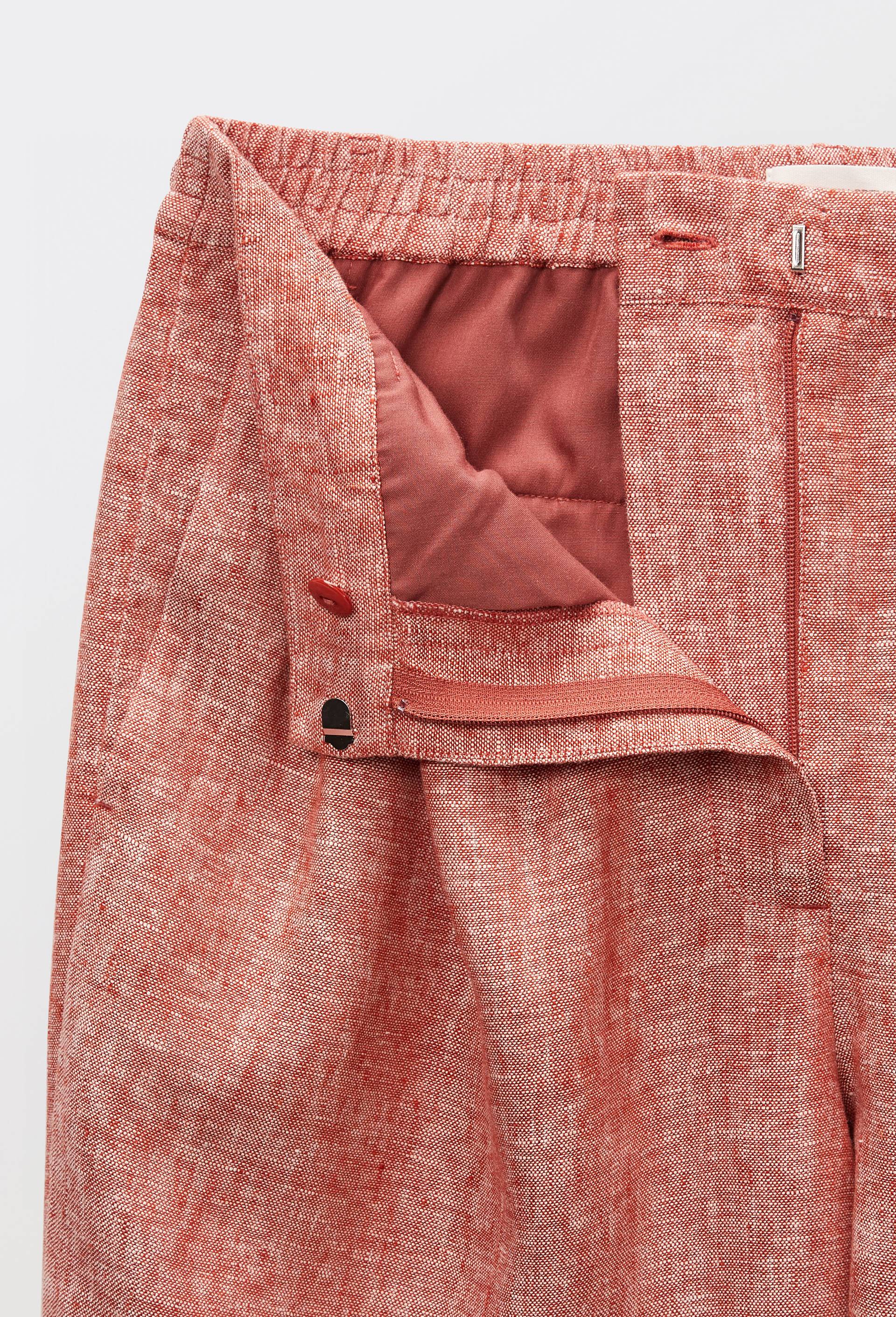 Pantalon fluide en lin, Orange fonc&eacute;, large image number 4