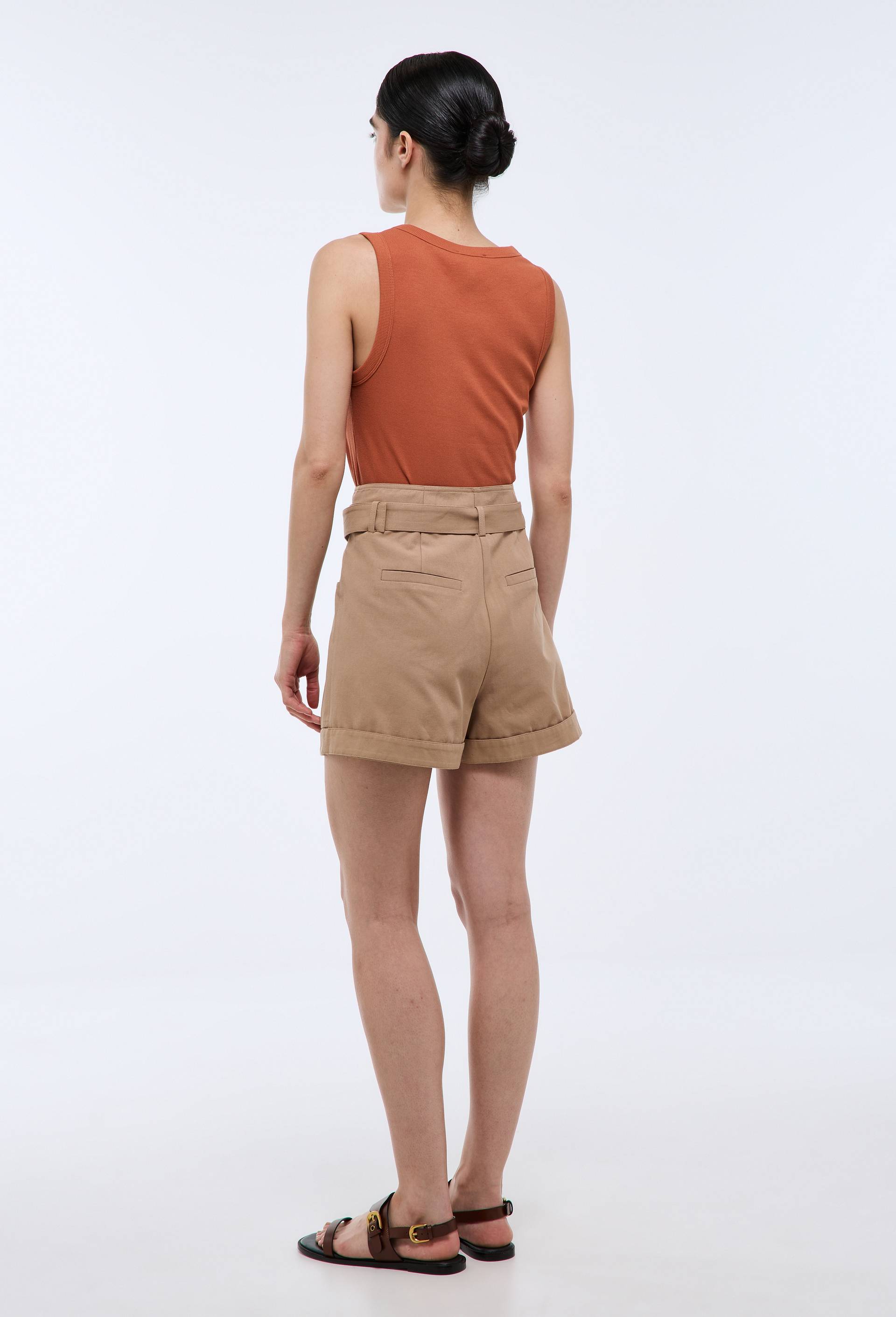 Short en coton ceintur&eacute;, Beige, large image number 1