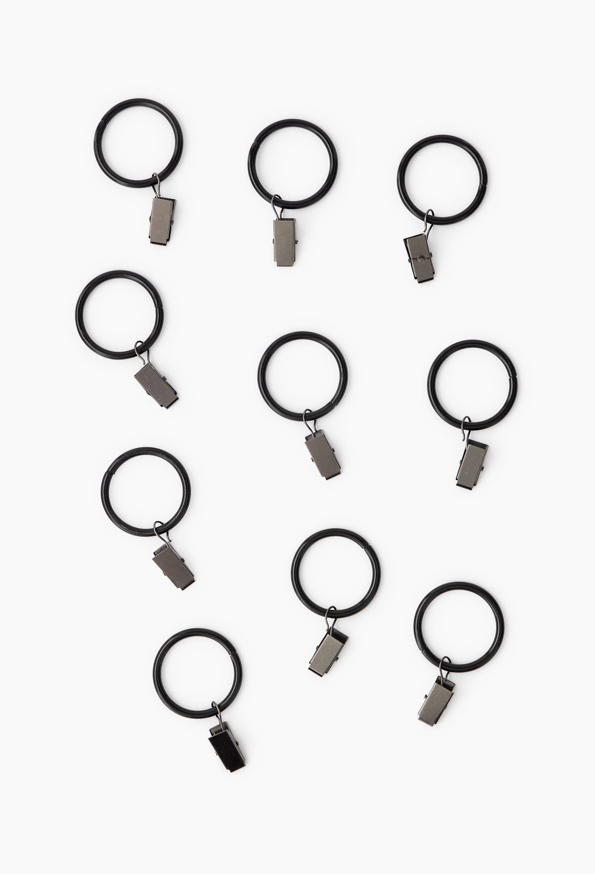 Lot de 10 pinces &agrave; rideaux, diam&egrave;tre 4 cm, Noir, large image number 0.0