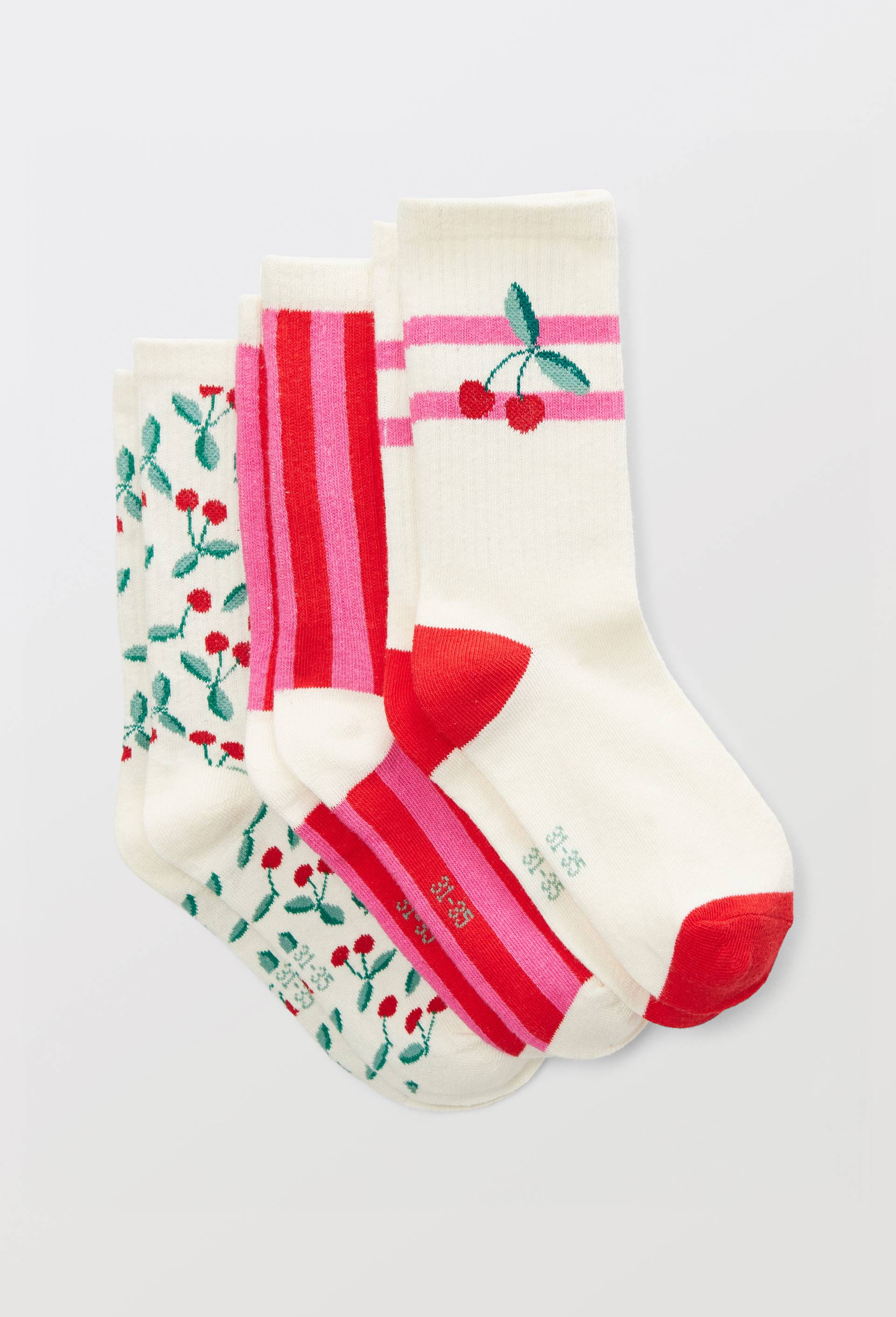 Lot de 3 paires de chaussettes courtes &agrave; motifs contenant du coton BIO, Rose clair, large image number 0.0