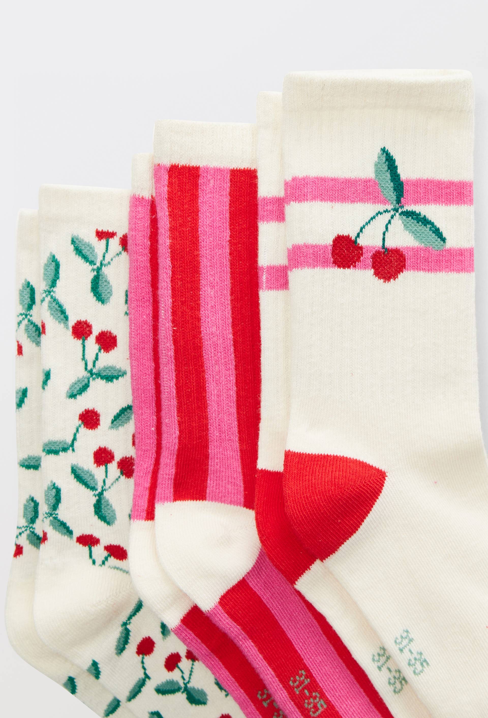 Lot de 3 paires de chaussettes courtes &agrave; motifs contenant du coton BIO, Rose clair, large image number 1.0