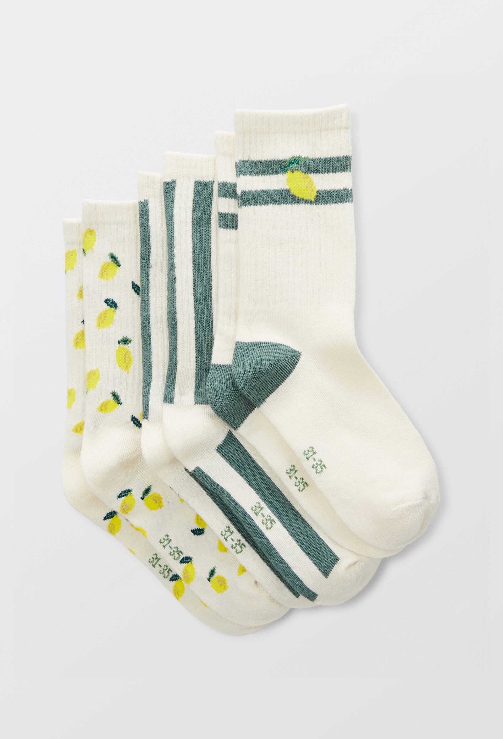 Lot de 3 paires de chaussettes courtes &agrave; motifs contenant du coton BIO, Jaune, large image number 0