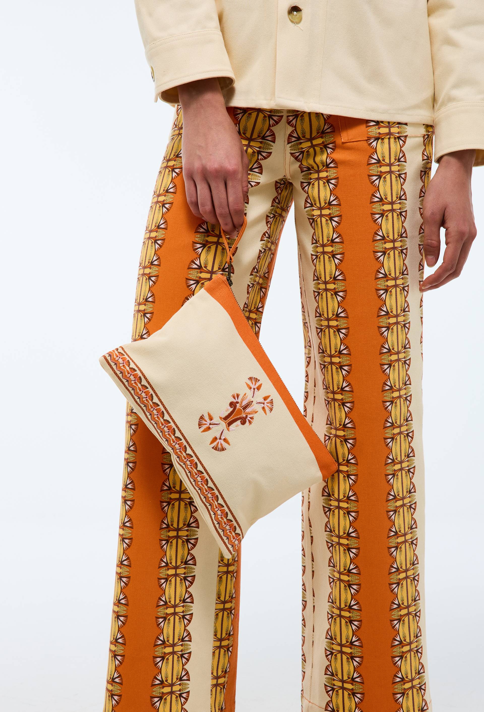 Trousse brod&eacute;e en coton - LOUIS BARTHELEMY x MONOPRIX, Ecru, large image number 0.0