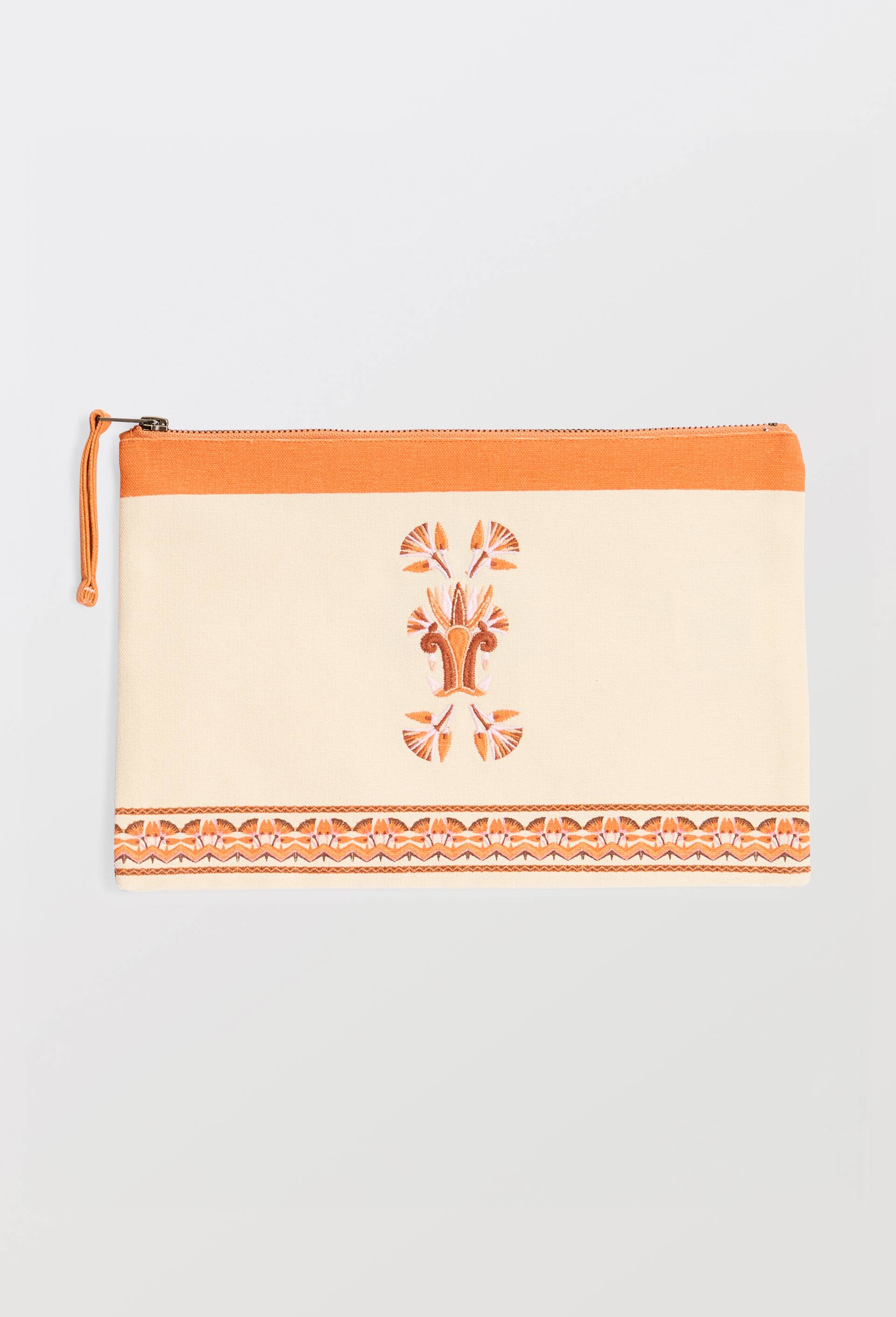 Trousse brod&eacute;e en coton - LOUIS BARTHELEMY x MONOPRIX, Ecru, large image number 1