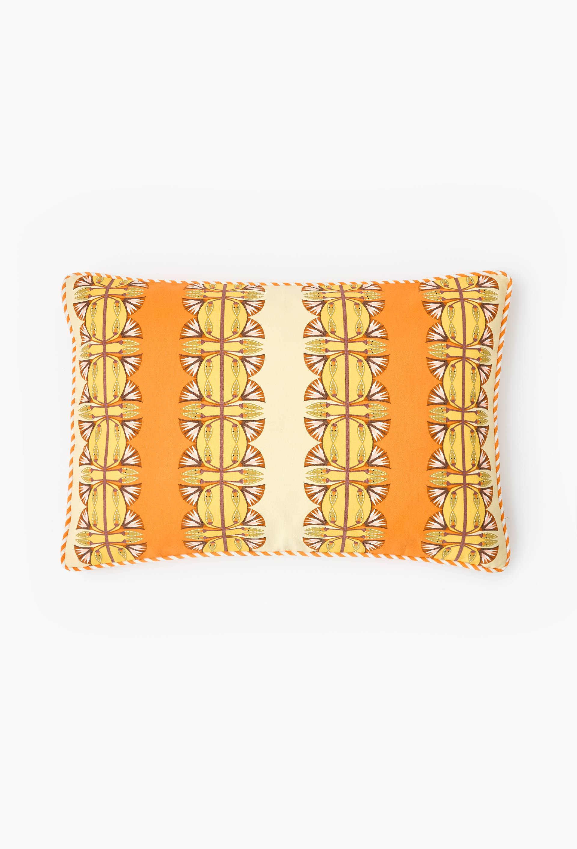 Coussin rectangulaire &agrave; motifs lotus en coton - LOUIS BARTHELEMY x MONOPRIX, Orange, large image number 0