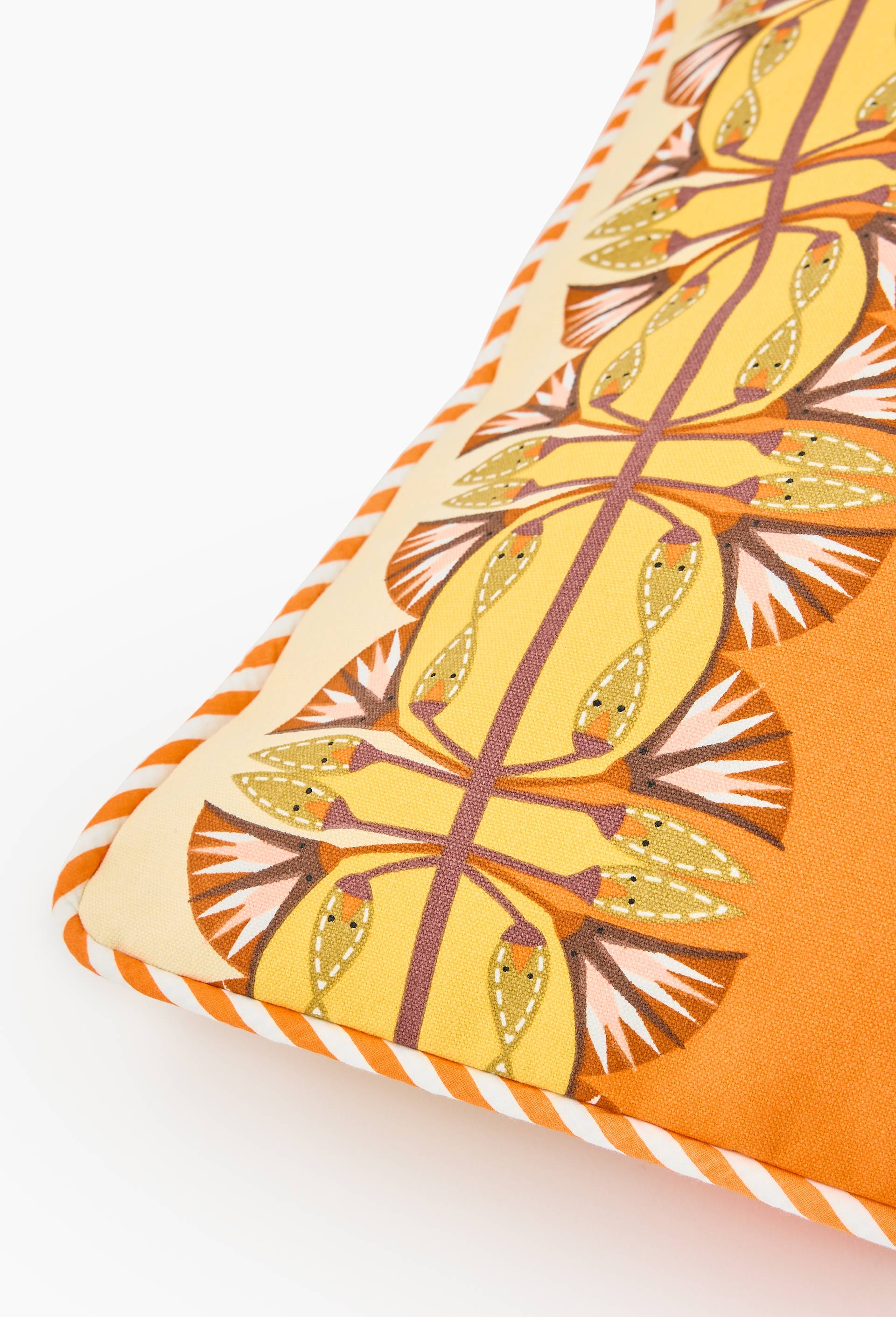 Coussin rectangulaire &agrave; motifs lotus en coton - LOUIS BARTHELEMY x MONOPRIX, Orange, large image number 1