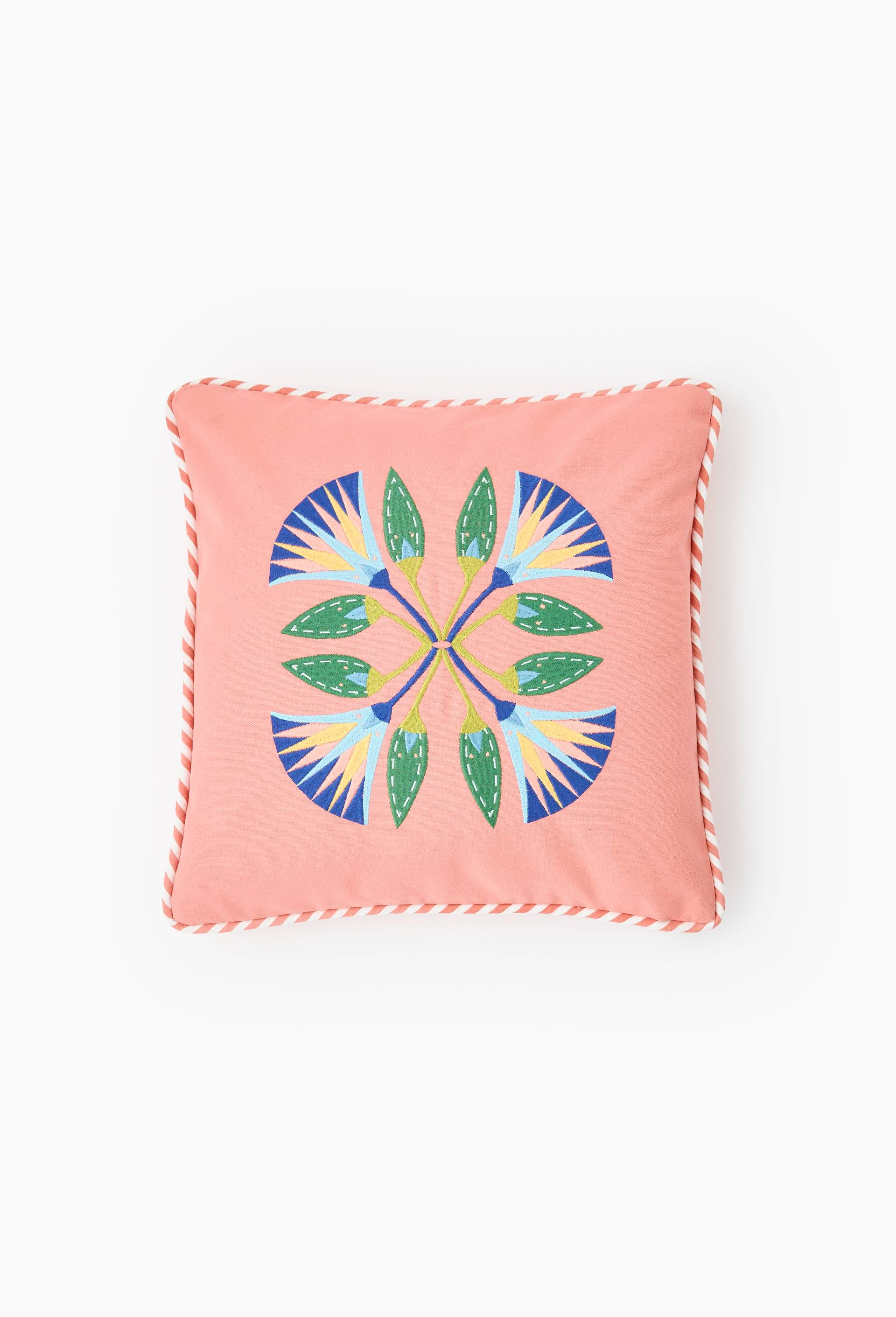 Coussin brod&eacute; en coton - LOUIS BARTHELEMY x MONOPRIX, Rose, large image number 0.0