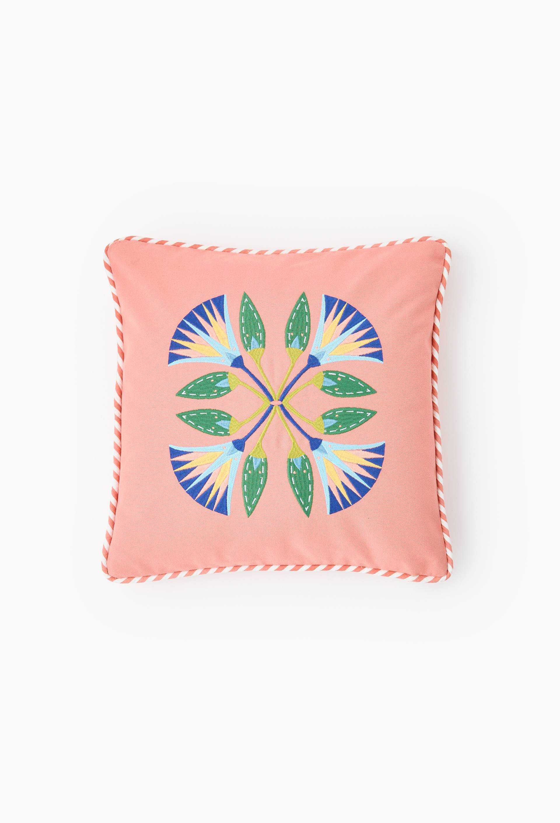 Coussin brod&eacute; en coton - LOUIS BARTHELEMY x MONOPRIX, Rose, large image number 0