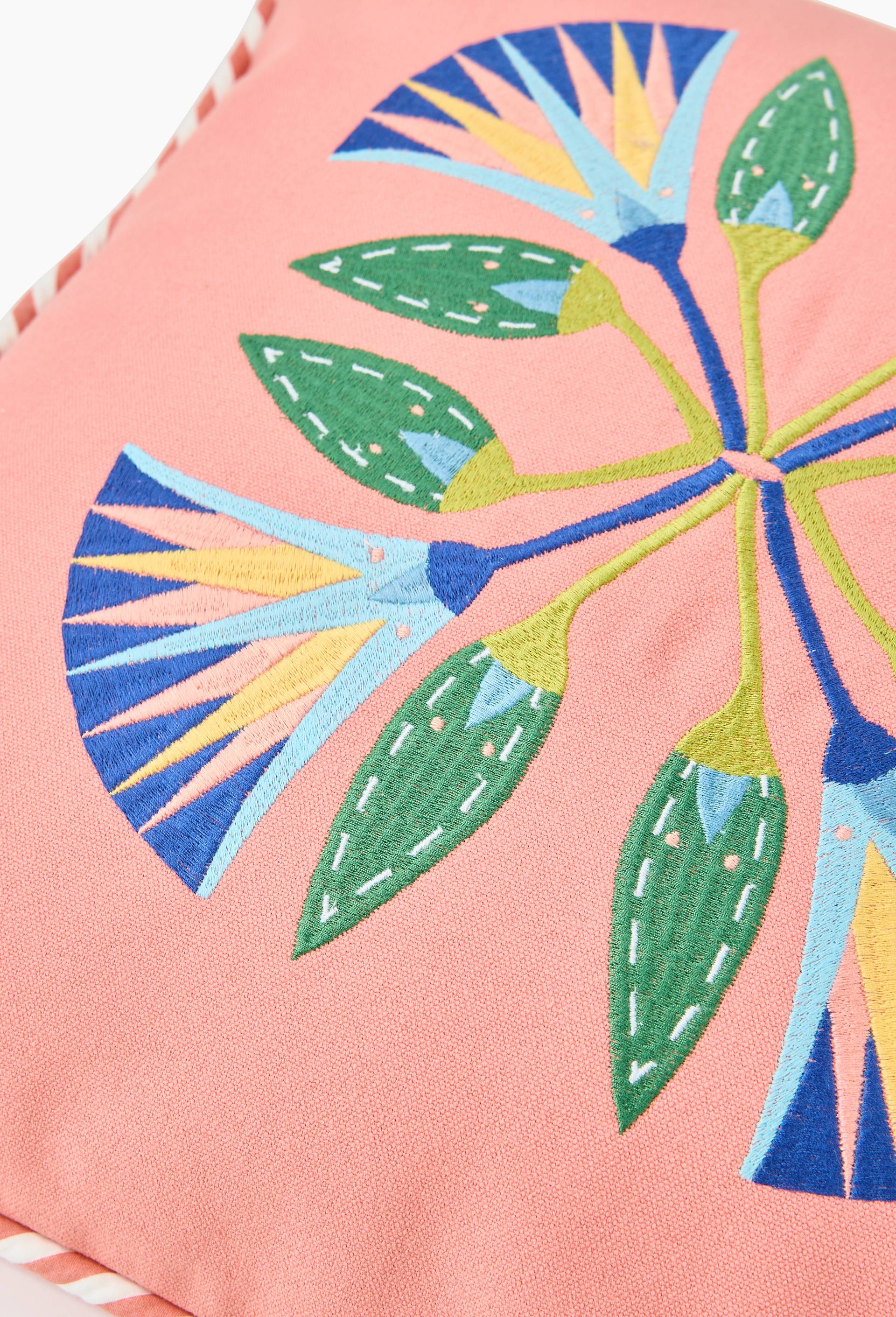 Coussin brod&eacute; en coton - LOUIS BARTHELEMY x MONOPRIX, Rose, large image number 1