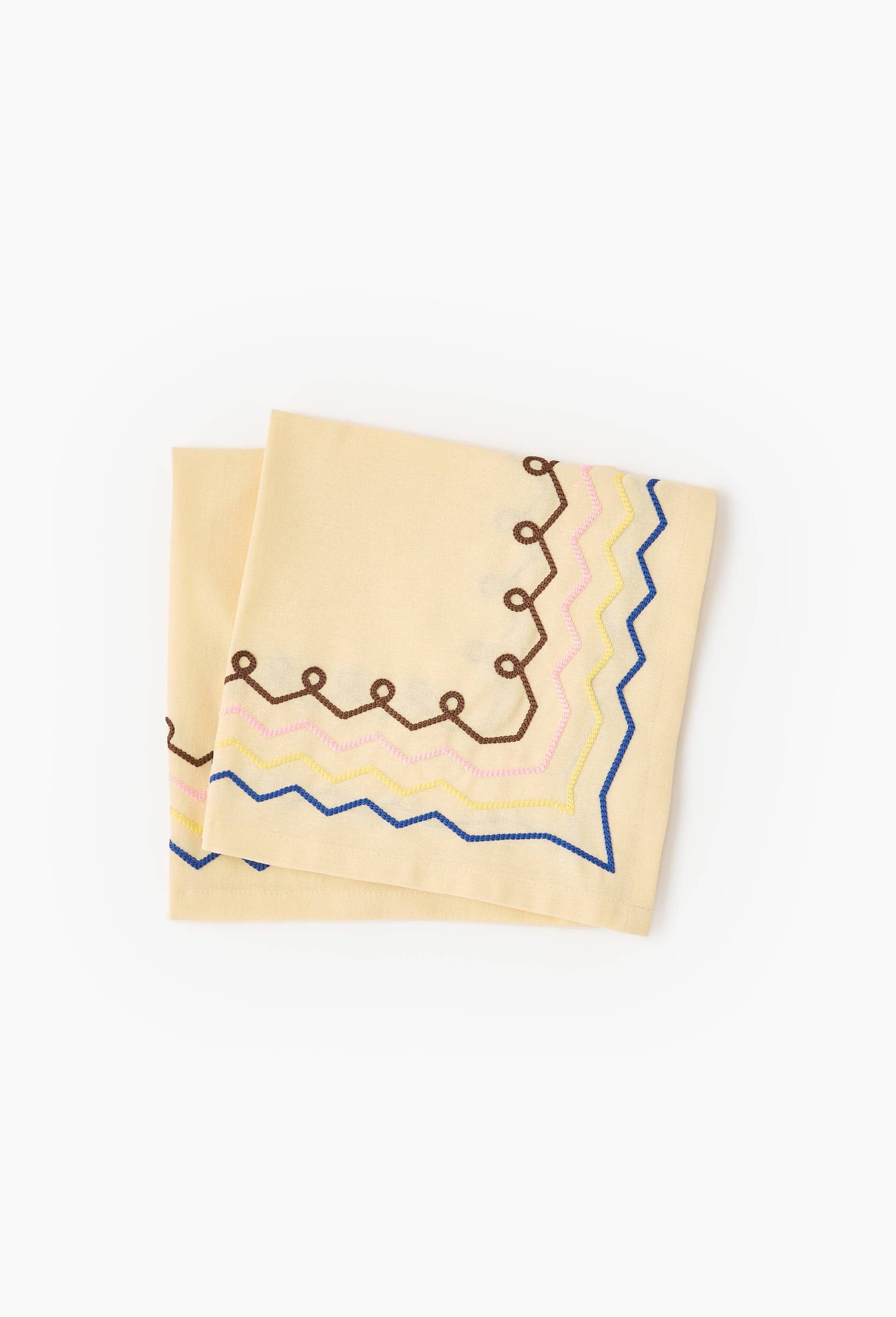 Lot de 2 serviettes de table en coton - LOUIS BARTHELEMY x MONOPRIX, Ecru, large image number 0