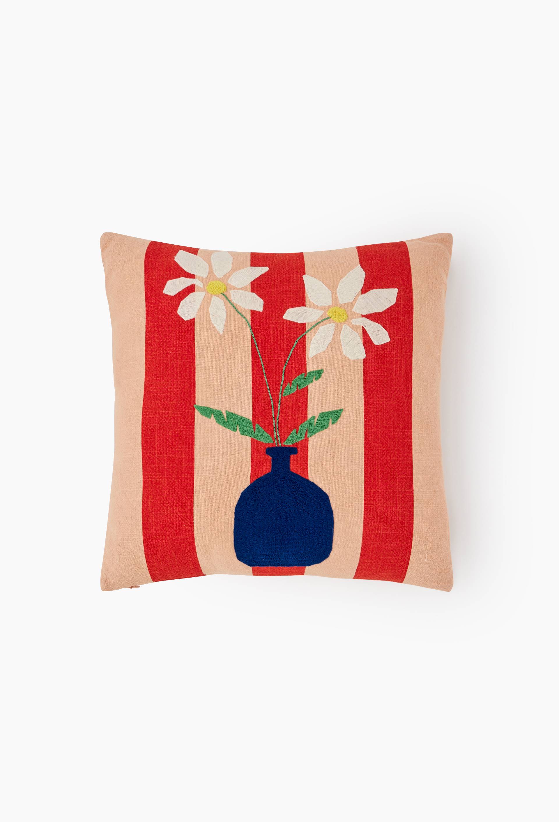 Coussin brod&eacute;, 50x50cm, en coton - BEN ARPEA x MONOPRIX, Rouge, large image number 1