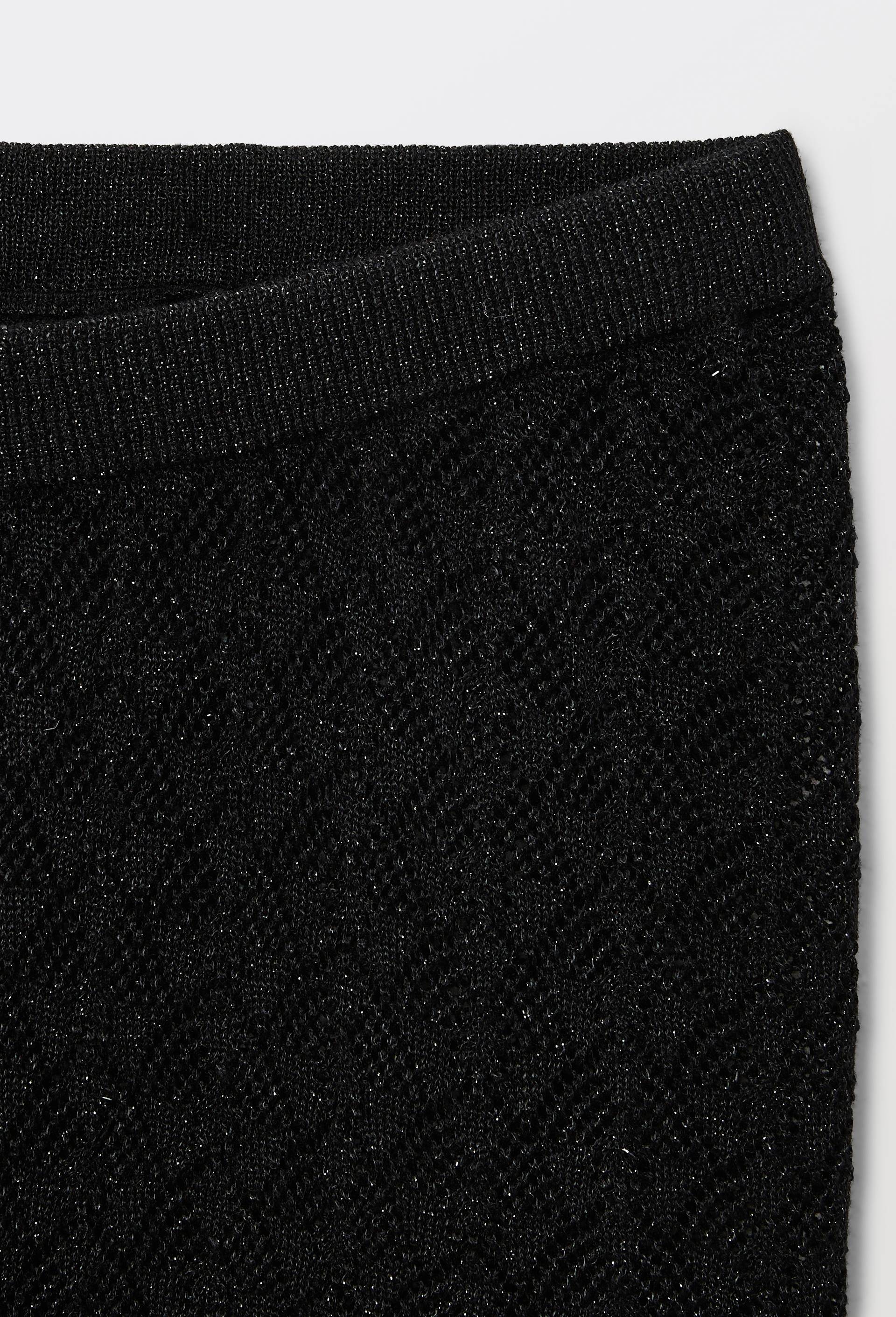 Short en maille ajour&eacute;, d&eacute;tails lurex, Noir, large image number 3