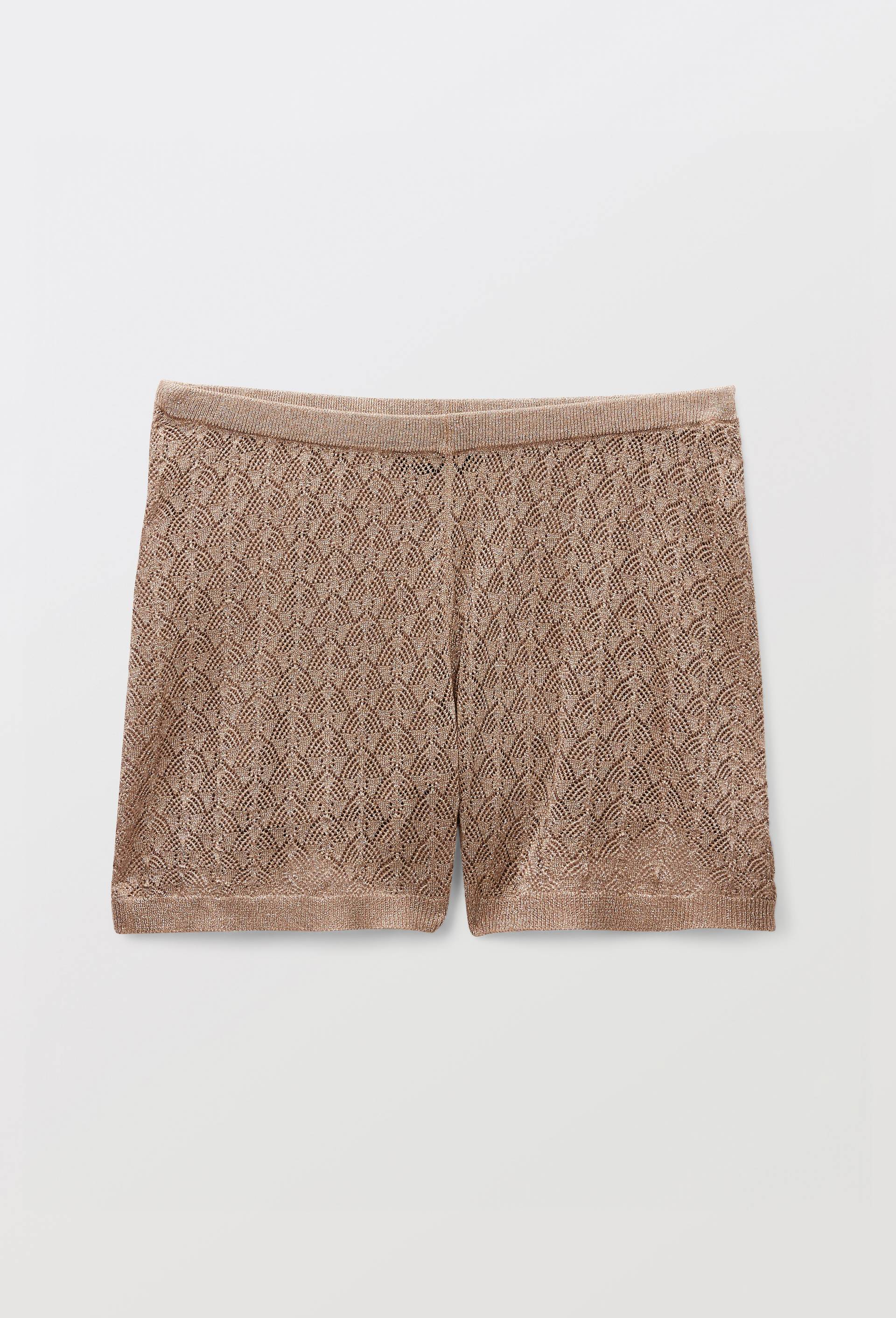Short en maille ajour&eacute;, d&eacute;tails lurex, Beige, large image number 2.0