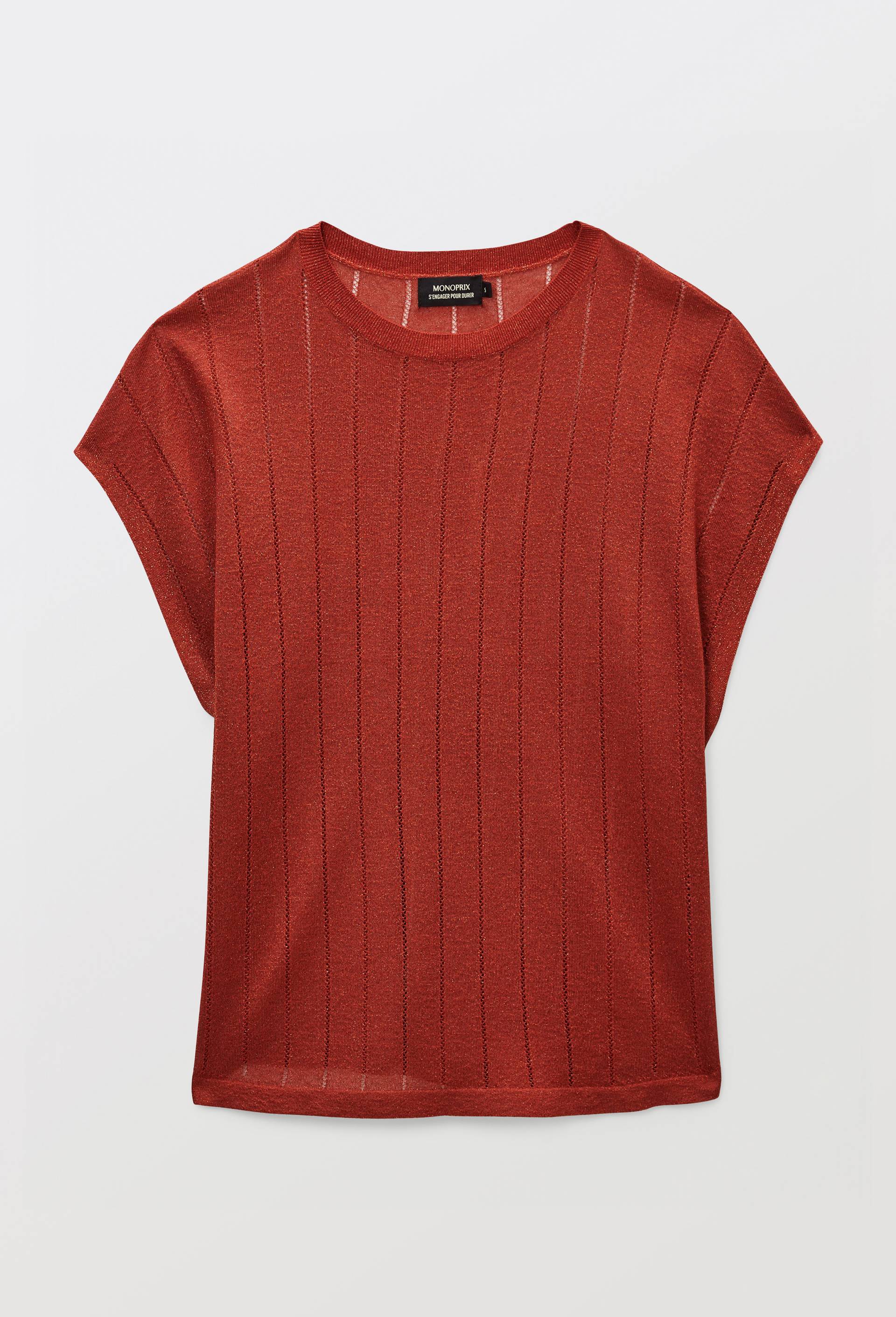 Pull sans manches d&eacute;tails ajour&eacute;s, Orange fonc&eacute;, large image number 2