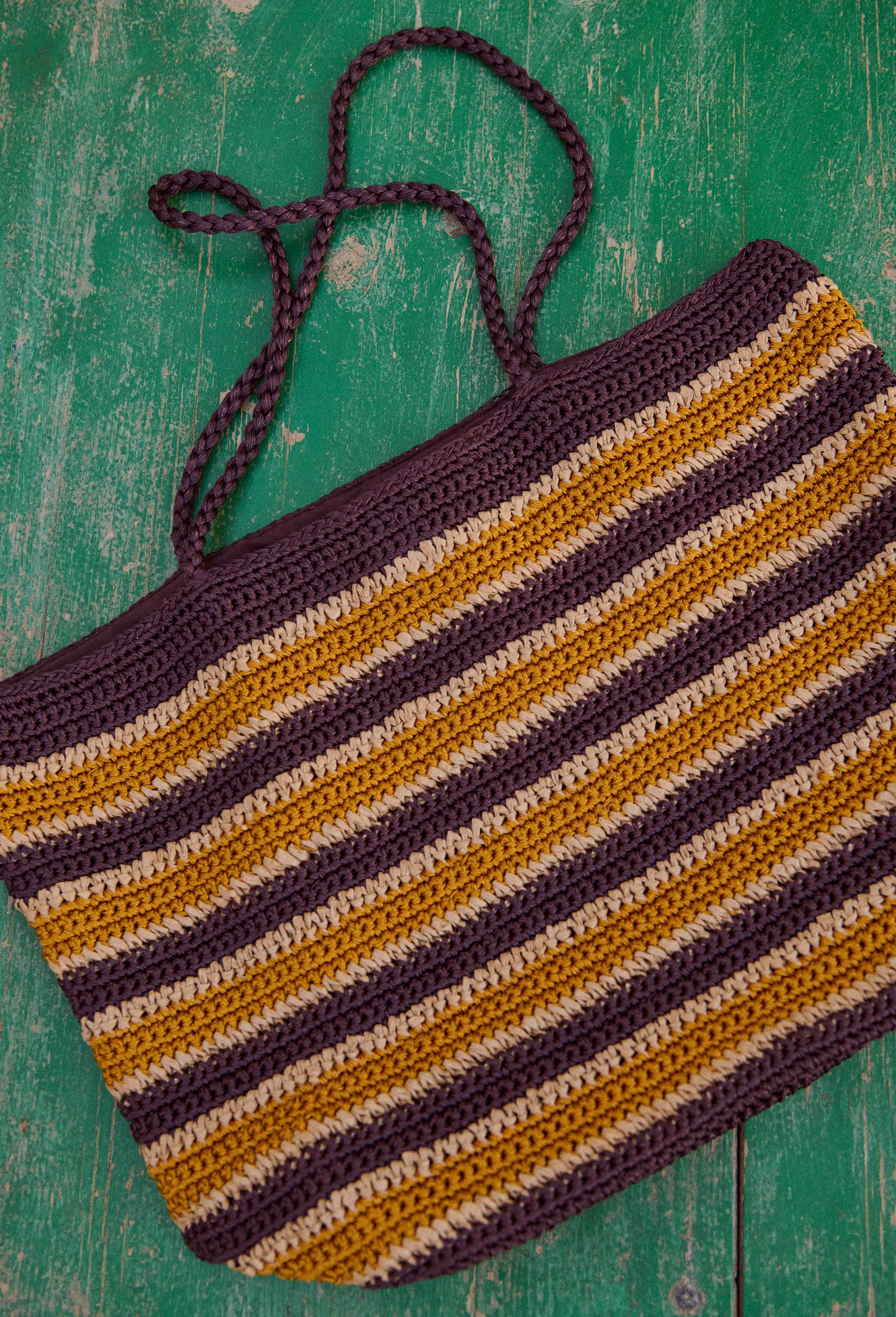 Panier ray&eacute; en raphia, Brun fonc&eacute;, large image number 0