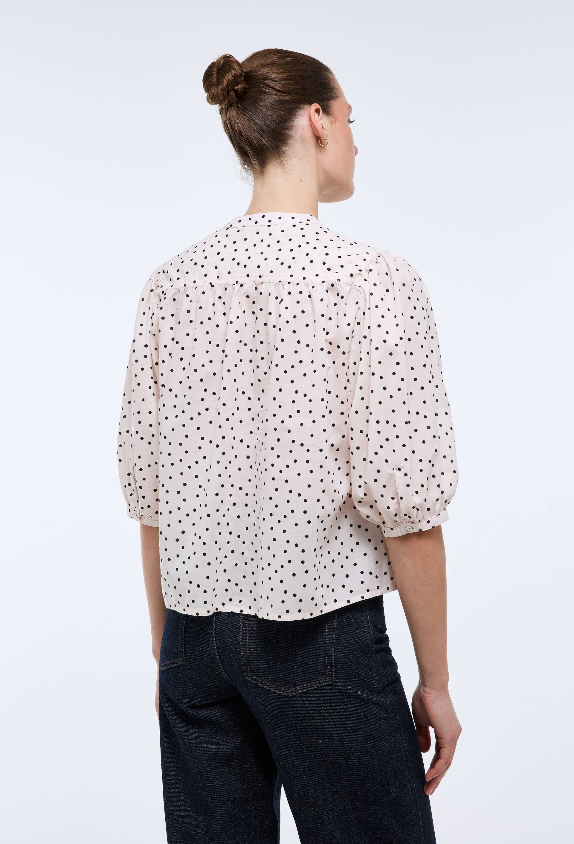 Chemise manches trois quarts imprim&eacute;e en coton BIO GOTS, Rose clair, large image number 1